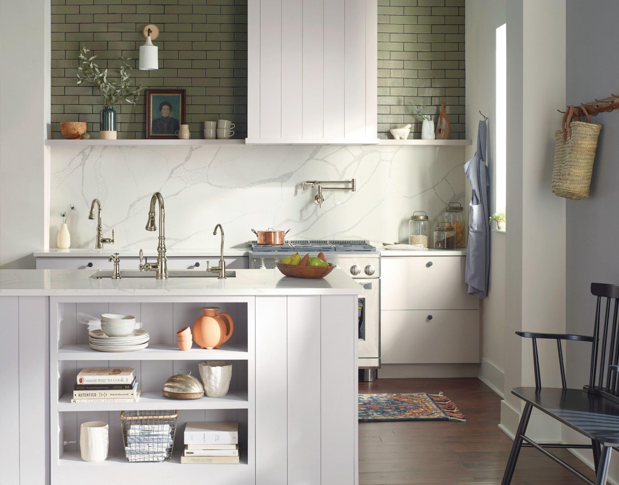 Moen S3945NL Traditional Deck Mounted Kitchen Soap Dispenser - Polished Nickel Finish, Above Sink Refillable Bottle for Easy Use | Perfect for Farmhouse, Modern & Traditional Kitchens, Restaurants & Office Break Rooms