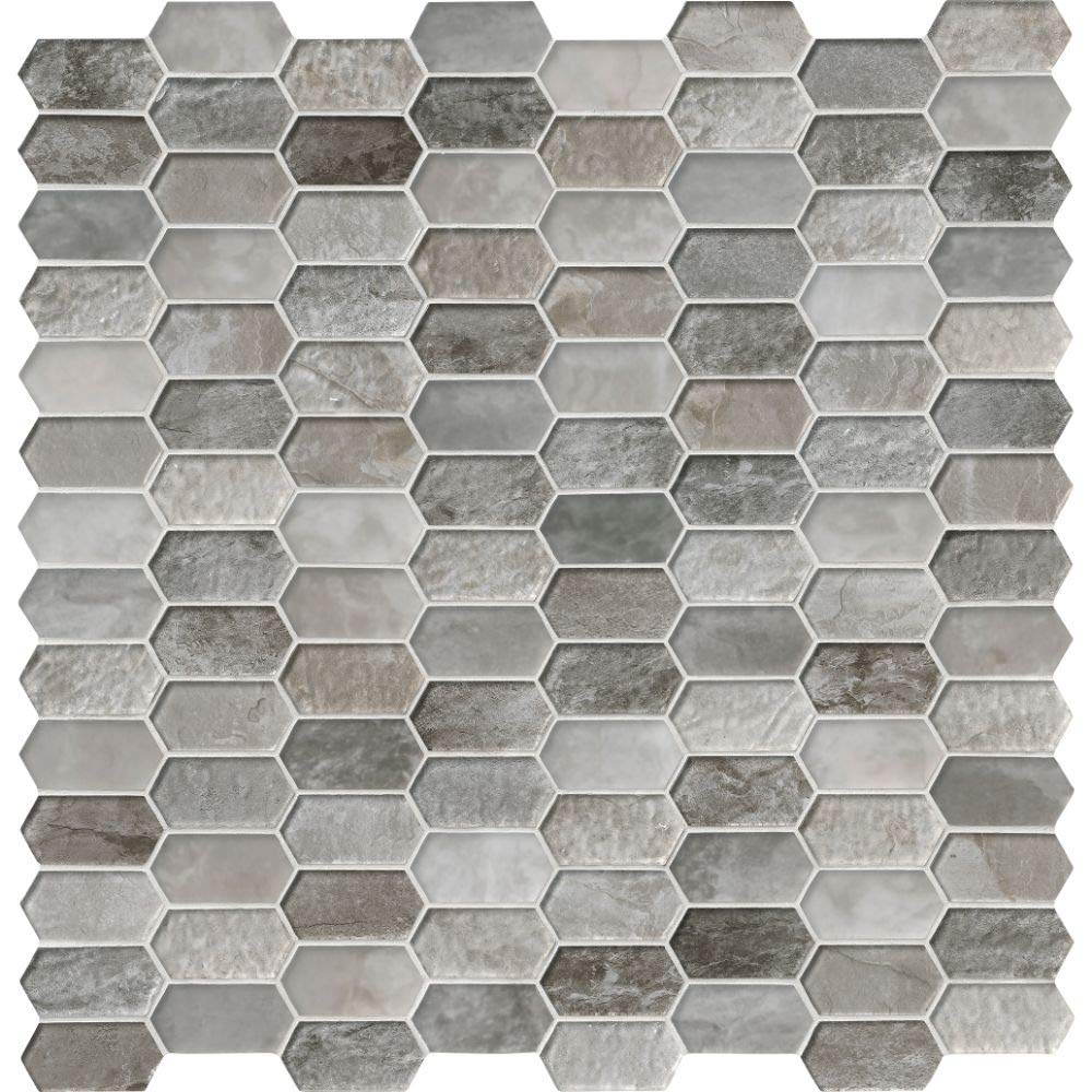Savoy Picket Pattern Inkjet Glass Mosaic Tiles - 9.7 Sq Ft (10 Pieces) - Perfect for Kitchen Backsplash, Bathroom Walls & Pool Designs