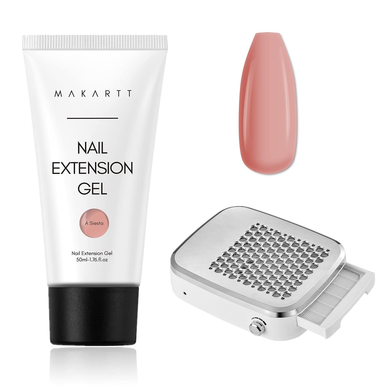 Makartt 50ML Poly Nail Gel Kit with Rechargeable Nail Dust Collector - Nude Natural Nail Extension Gel, Builder Gel for Nail Art | Fall Trendy Manicure, Salon & Home DIY Nail Enhancement