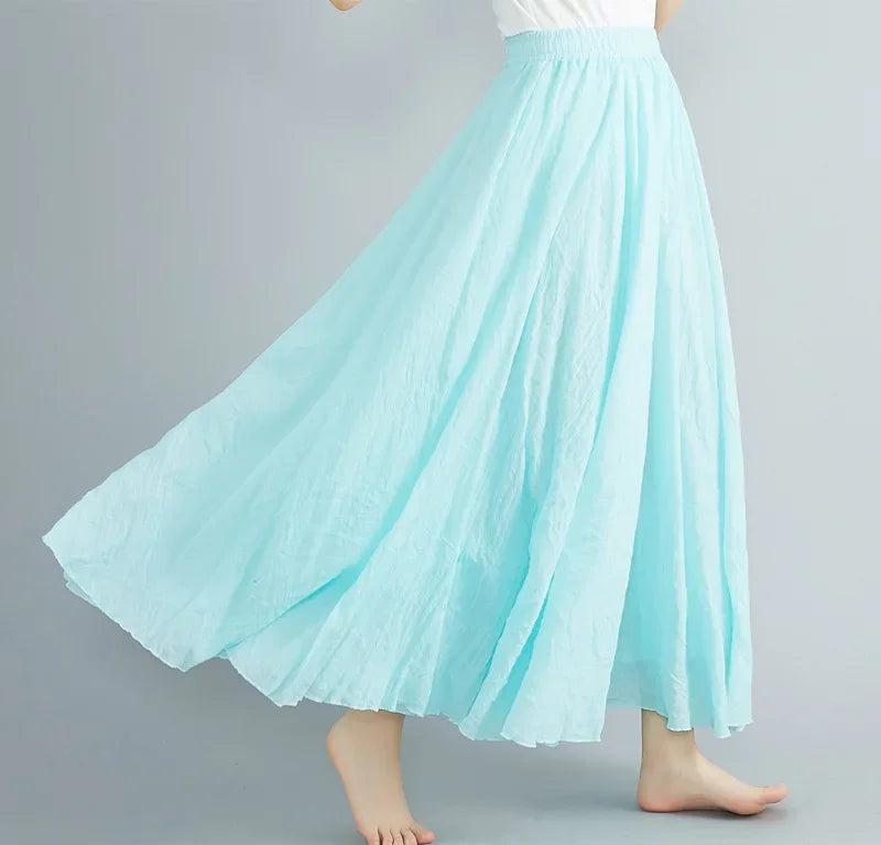 Stylish Women's Cotton Linen Maxi Skirt - Y2K Elegant Boho Long Skirt for Beach, Casual & Harajuku Fashion | Perfect for Summer Outfits, Vacations & Street Style