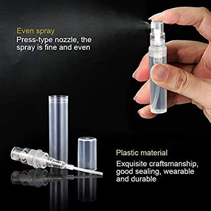 Hunky Dory 5ml Mini Clear Refillable Plastic Spray Bottles - Travel Size for Sanitizer, Toner, Perfume, Lotion, Essential Oil & Cosmetics - Perfect for DIY, Skincare, Travel & Home Use (Pack of 6)