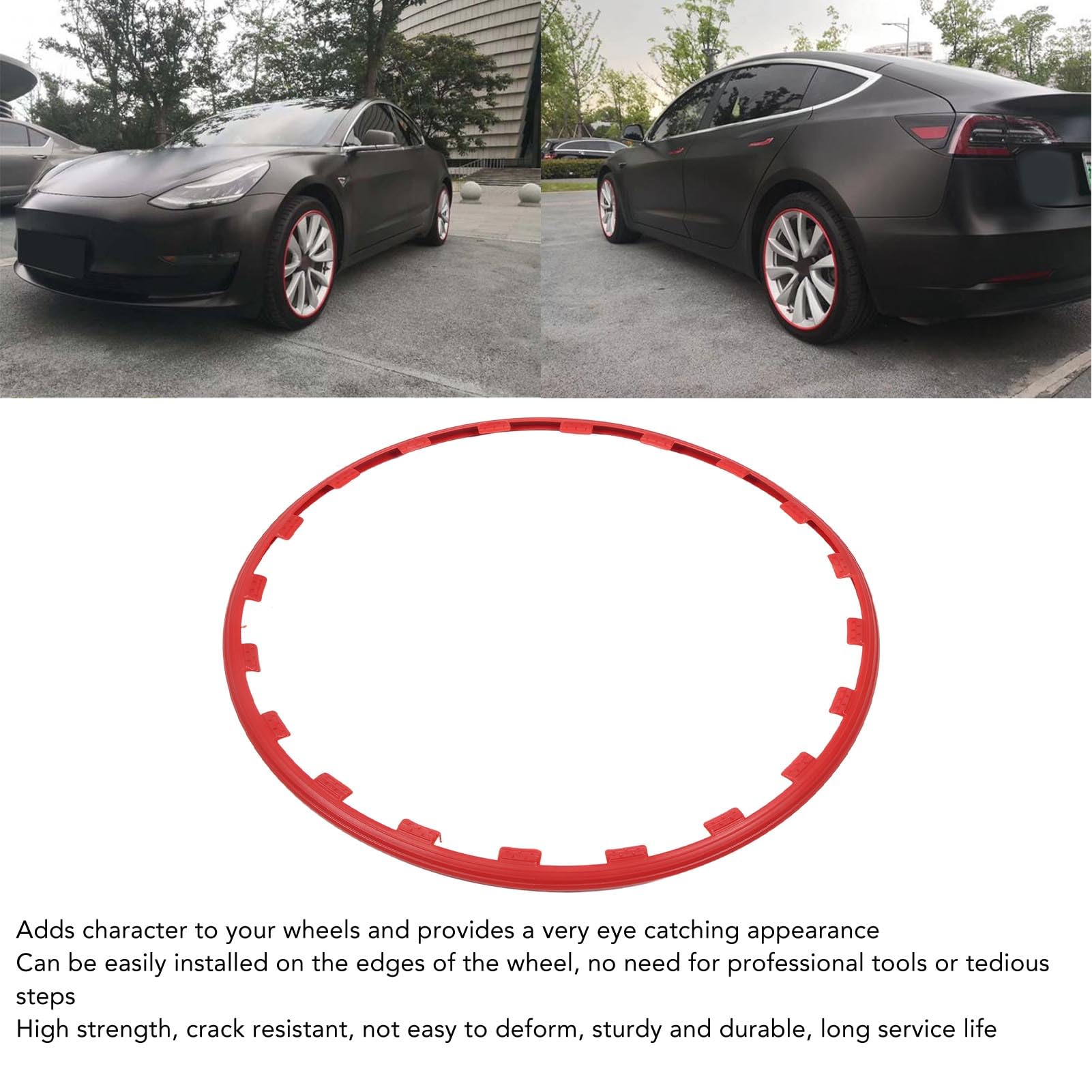 FOSA 4PCS Wheel Rim Rings - Stylish & Durable 19 Inch Wheel Edge Trim Protector for Cars & Trucks (Red) | Perfect for Off-Road Adventures & Custom Vehicle Styling
