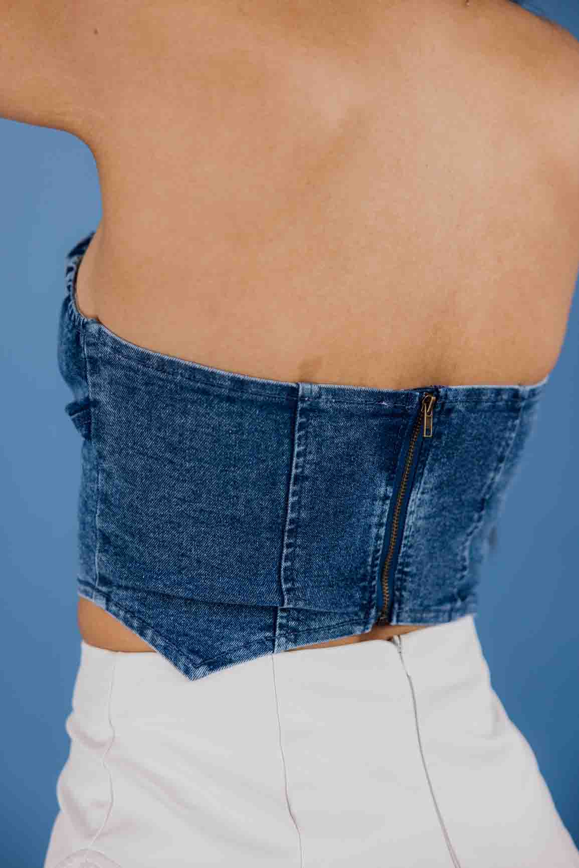 Rodeo Gal Denim Tube Top for Women - Stretchable Western Cowgirl Style Crop Top - Perfect for Music Festivals, Concerts & Rodeo Events