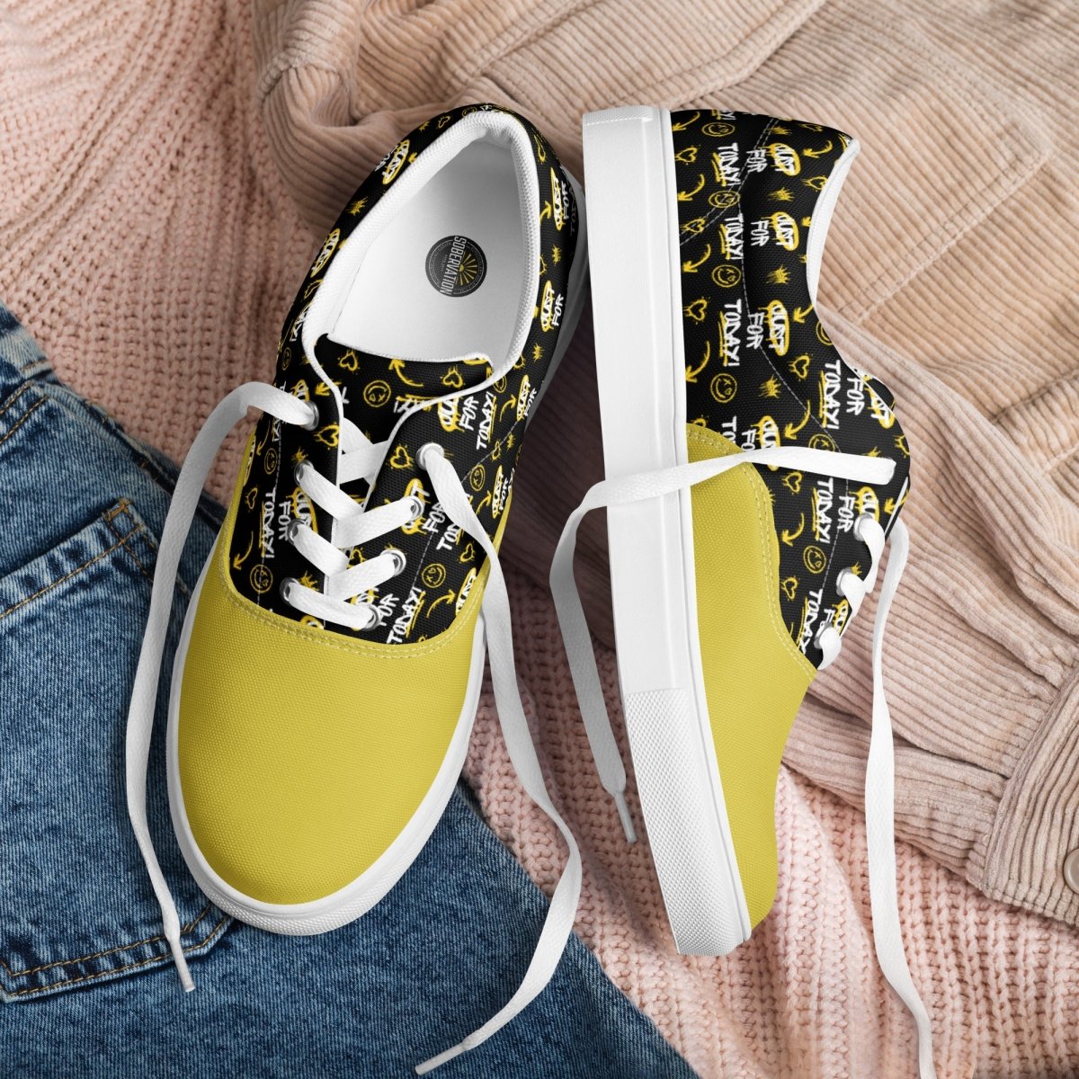 Just for Today Graffiti Men's Lace Up Canvas Sneakers - Durable Street Style Shoes for Urban Fashion & Skateboarding