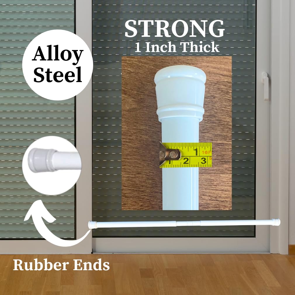 Evelots Adjustable Security Bar for Sliding Glass Doors - Heavy Duty Patio Door Lock with Rubber Ends (29.25-53 Inch) - Home Security for Windows, Porch & Entryways - Perfect for Apartments, Vacation Homes & Child Safety