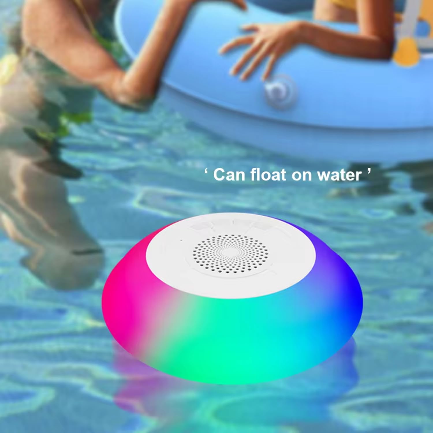 Portable Bluetooth Speaker with Colorful Lights, IPX7 Waterproof Floating Pool Speaker, 8 Light Modes, Hands-Free Hot Tub & Jacuzzi Speaker, Perfect for Pool Parties, Beach Trips, and Outdoor Adventures