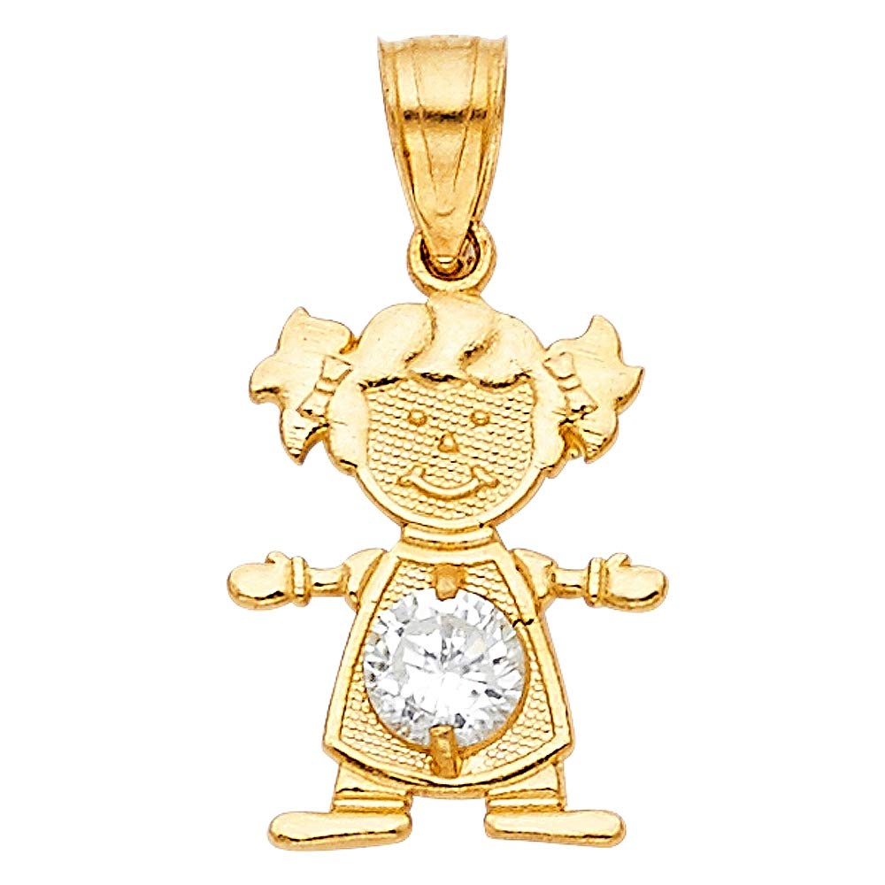 14K Yellow Gold April Birthstone Pendant Necklace - 12x17mm Genuine Diamond Accent, Dainty Jewelry Gift for Women, Girls, Teens - Perfect for Birthdays, Anniversaries & Special Occasions
