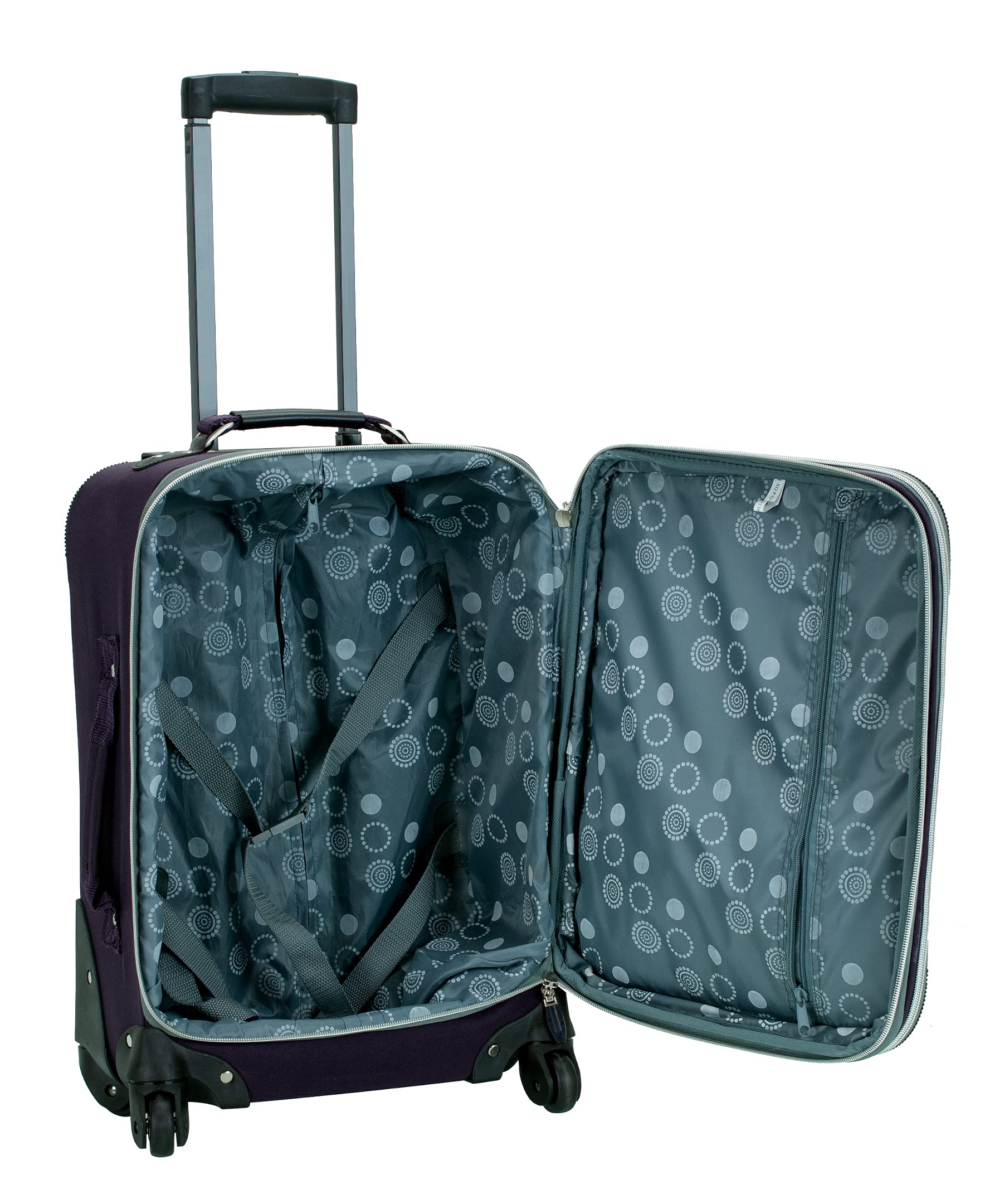 Rockland Pasadena 20-Inch Carry-On Softside Spinner Wheel Luggage - Lightweight Purple Suitcase for Travel, Business Trips & Weekend Getaways