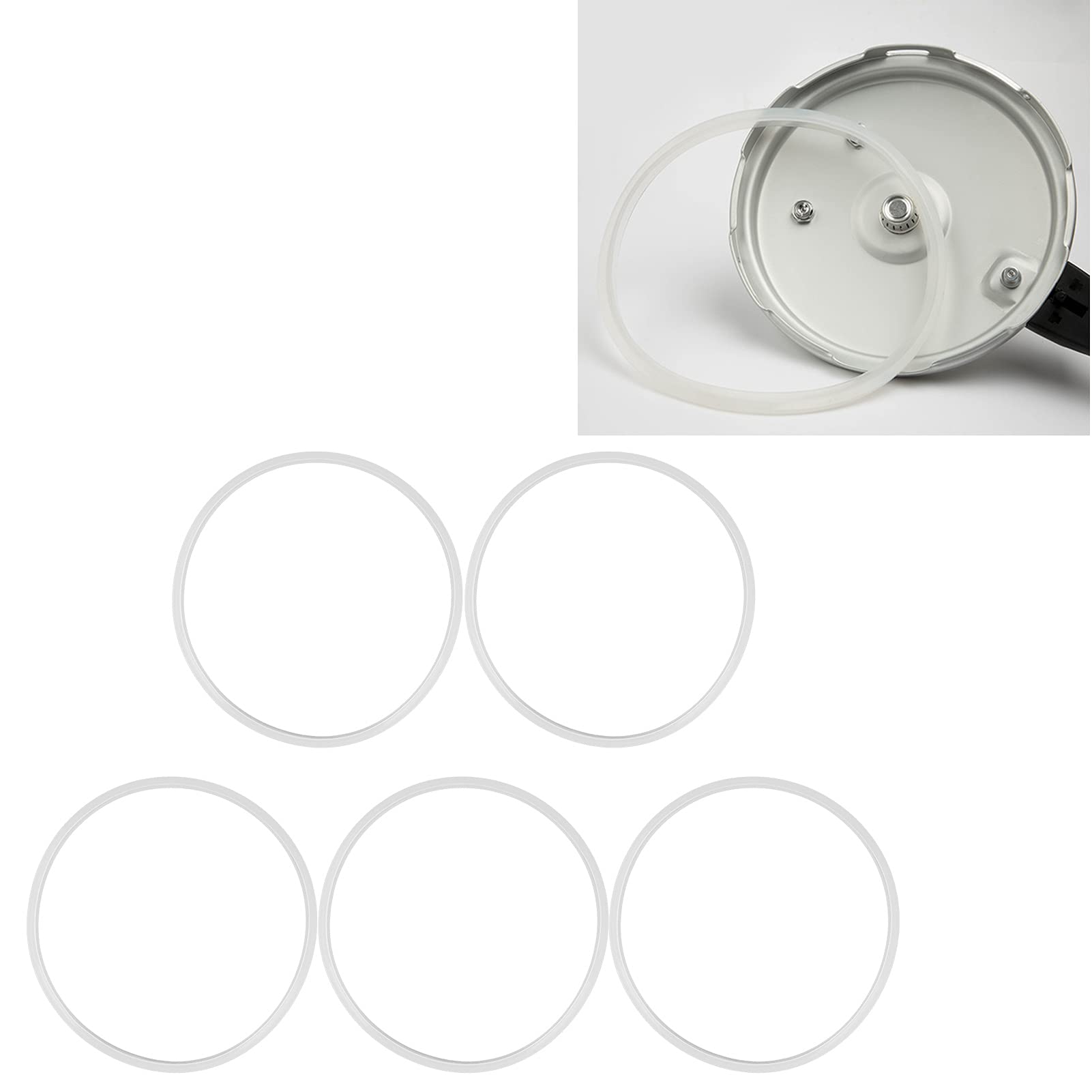 5Pcs Clear Silicone Pressure Cooker Sealing Ring Replacement - 32cm/12.6inch Durable Gasket for Home Kitchen Use | Perfect for Instant Pot, Cooking, Canning & Food Preservation