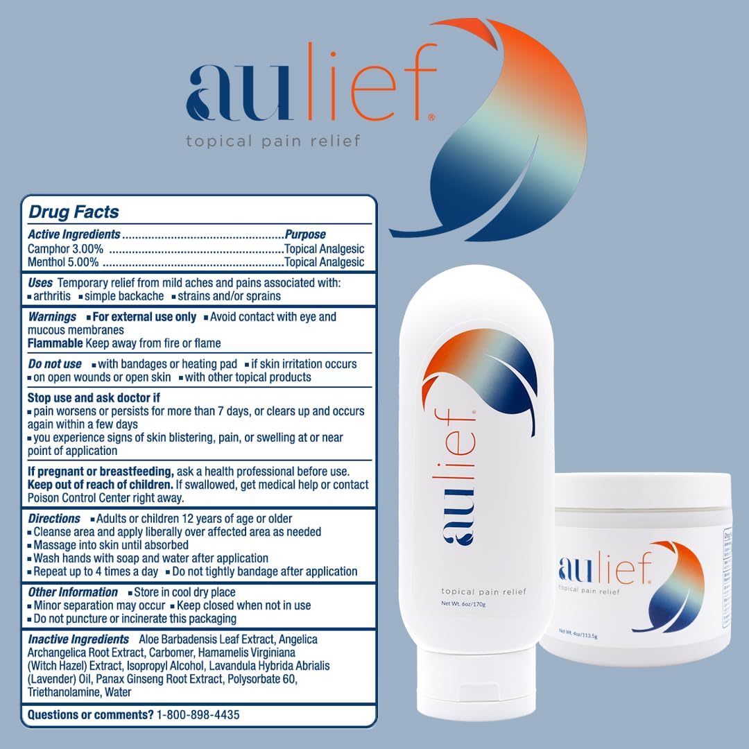 Aulief Topical Pain Relief Cream by China-Gel – Fast-Acting Neck, Knee, Back, Muscle & Joint Pain Relief – FSA HSA Approved, Dye-Free White Gel – 128 oz Bottle – Perfect for Athletes, Arthritis Sufferers & Post-Workout Recovery