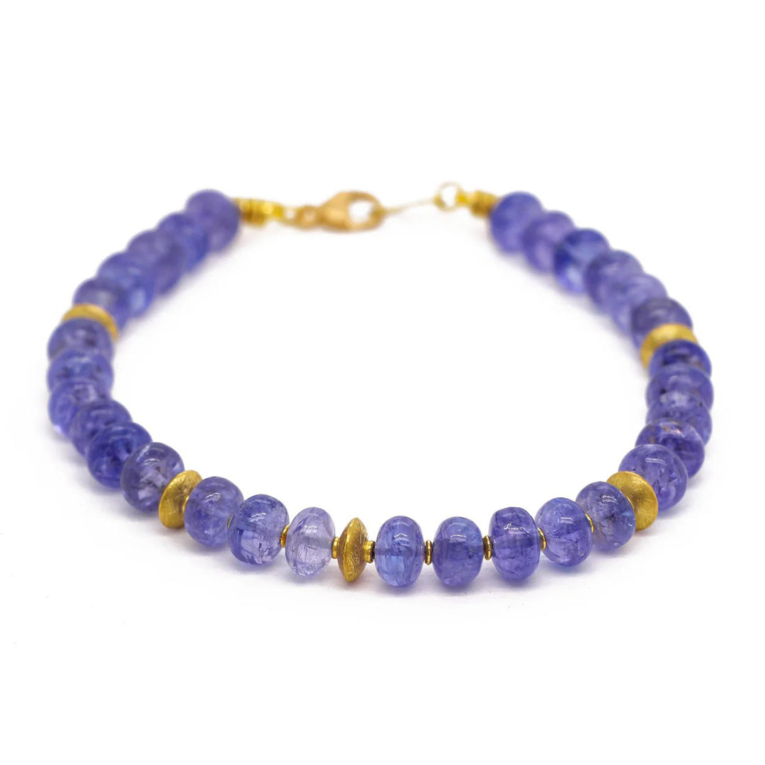 Natural Tanzanite Gemstone Rondel Beaded Bracelet for Women | Elegant Handmade Jewelry Gift for Birthday, Anniversary & Special Occasions