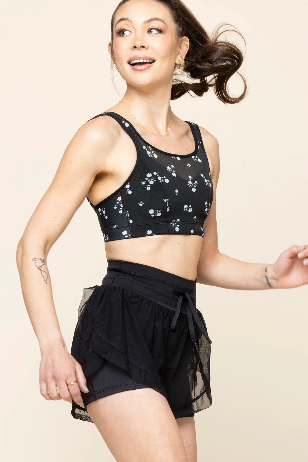 Cadence Women's Black Shorts - High Waisted Athletic Running Shorts for Gym, Yoga & Casual Wear
