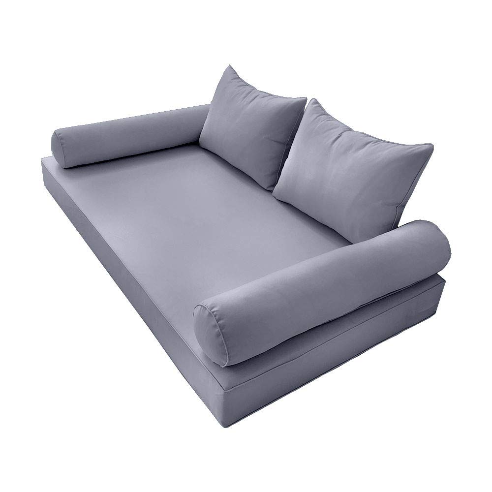 Prolinemax Outdoor Style 4 Twin-XL Piped Trim Daybed Mattress Bolster Pillow Fitted Cover Only - AD001 | Perfect for Patio Furniture, Sunroom Decor & Guest Bedding