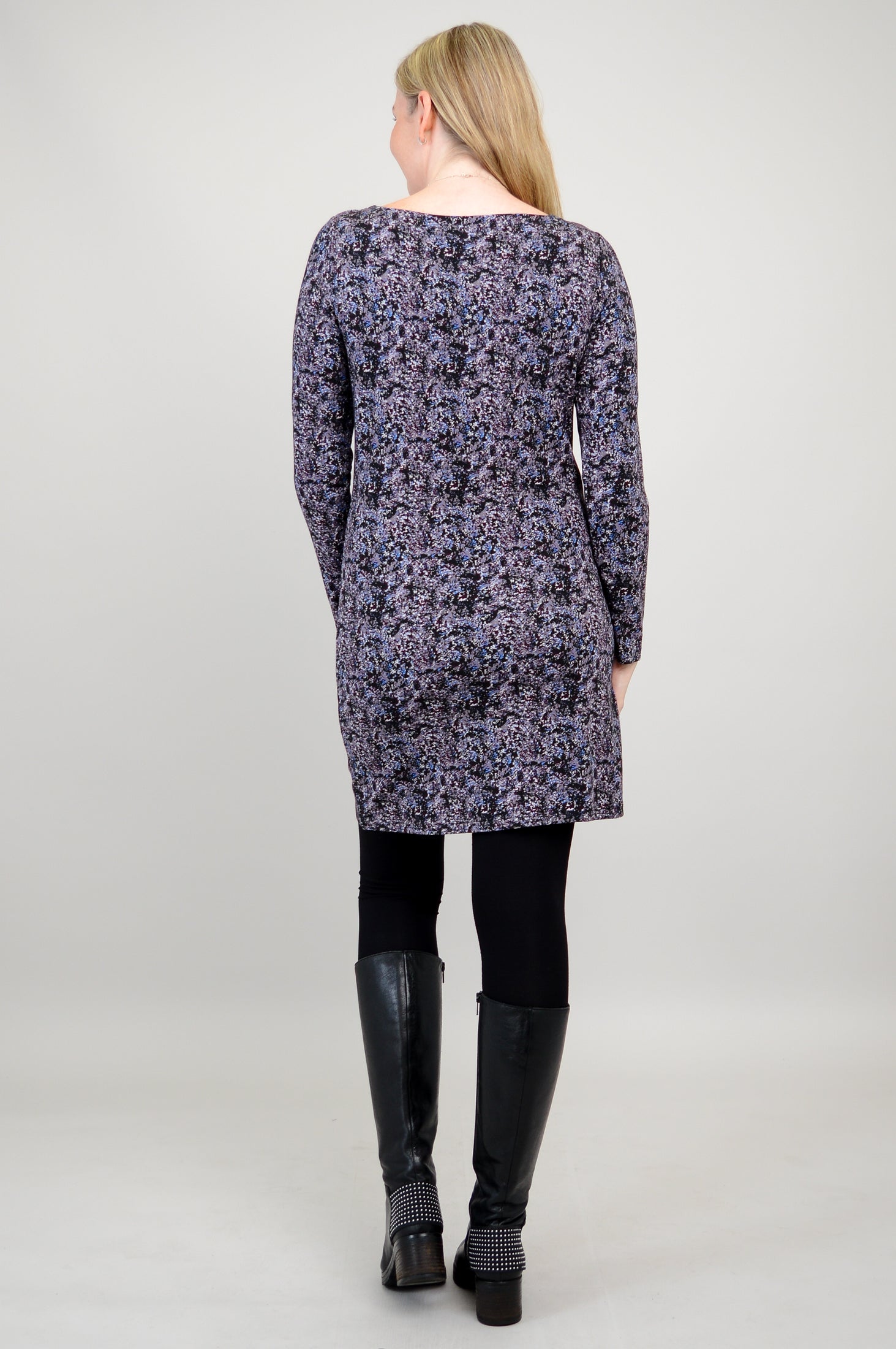 Lola Long Sleeve Dress - Soft Bamboo Fabric in Blue Space Print | Women's Casual & Formal Wear | Perfect for Office, Parties & Everyday Outfits