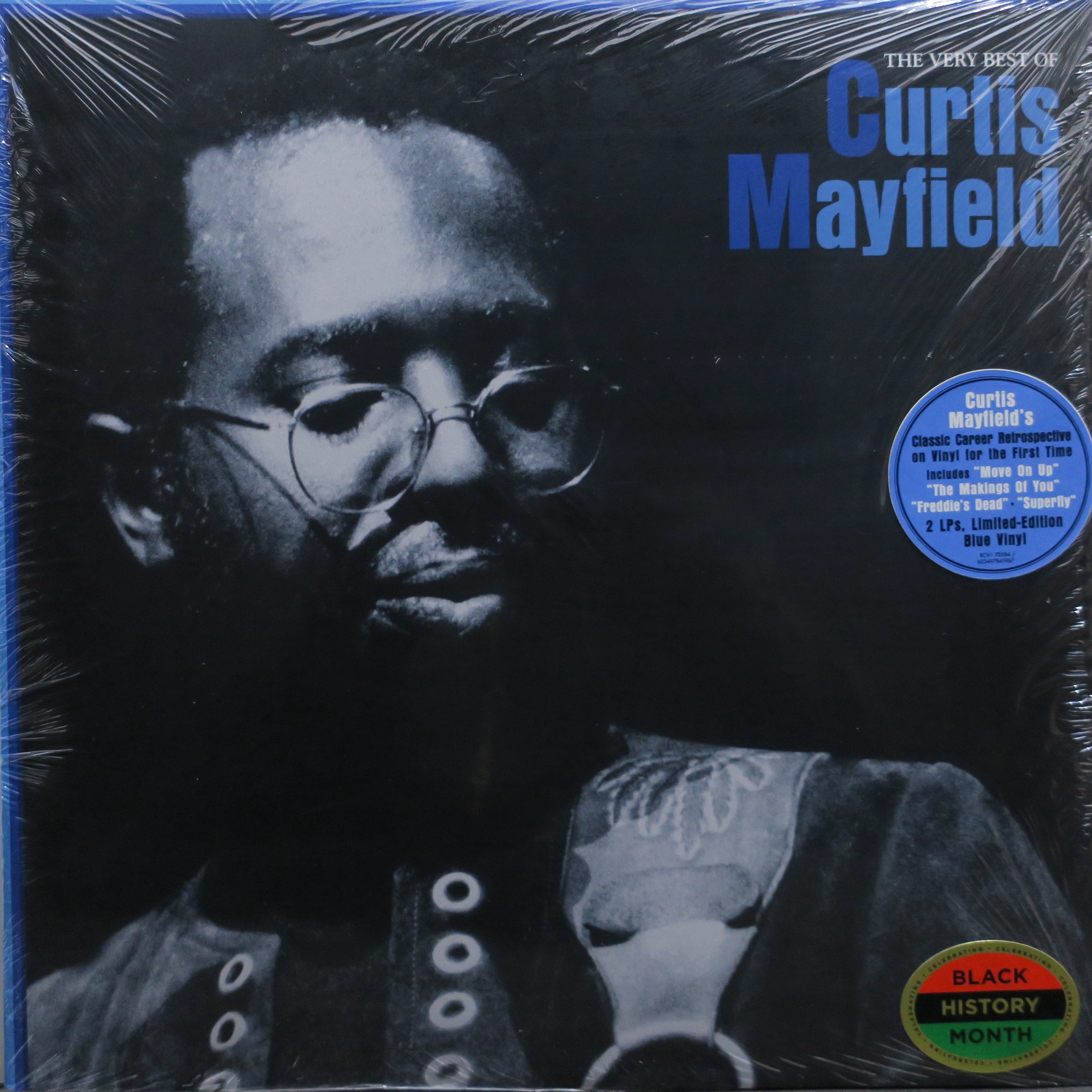 The Very Best of Curtis Mayfield - Blue Vinyl 2LP Record | Classic Soul & Funk Music | Perfect for Vinyl Collectors and Music Lovers