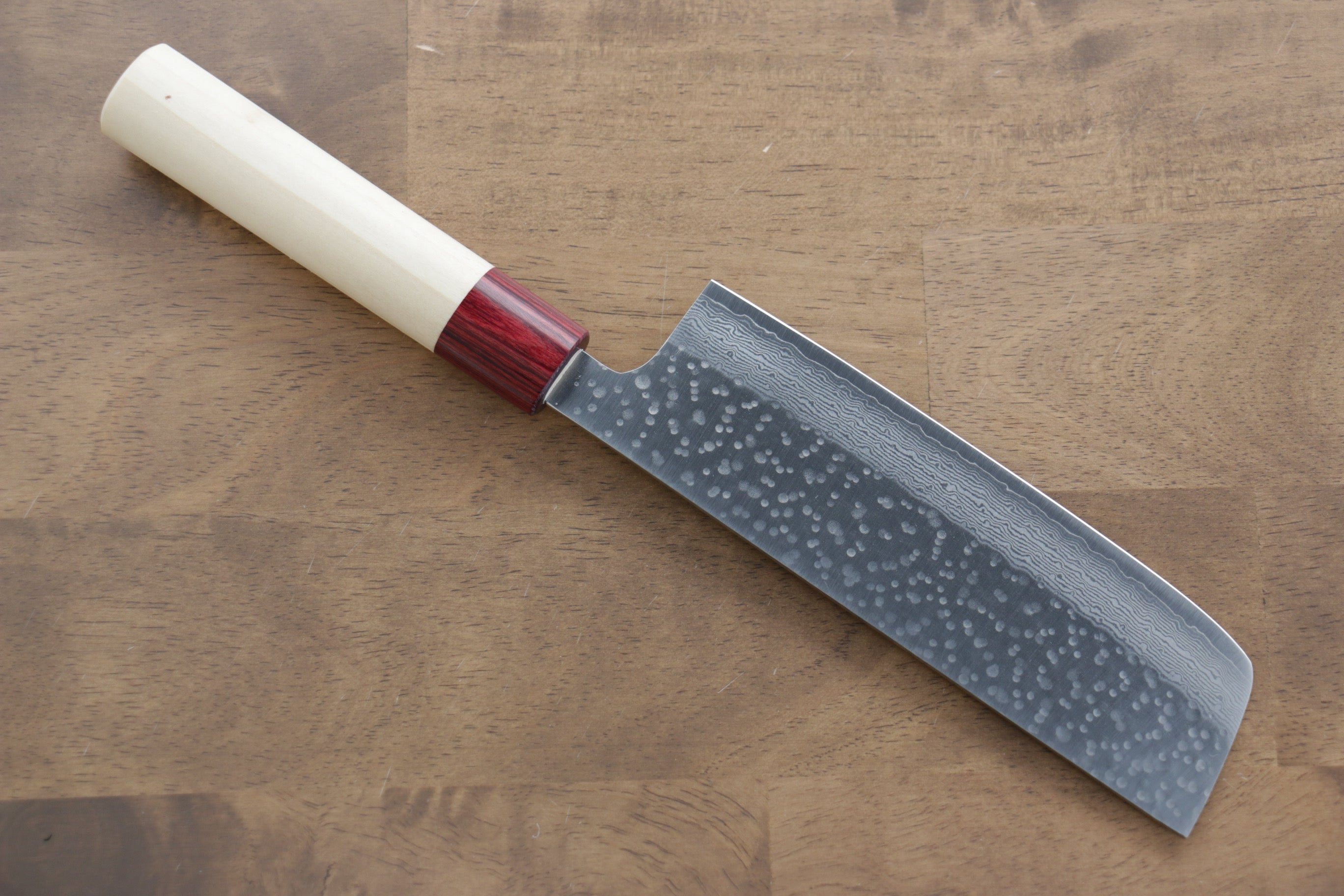 Seisuke VG10 16-Layer Hammered Damascus Nakiri Knife 165mm with Magnolia Wood Handle - Professional Japanese Vegetable Knife for Home Chefs & Cooking Enthusiasts