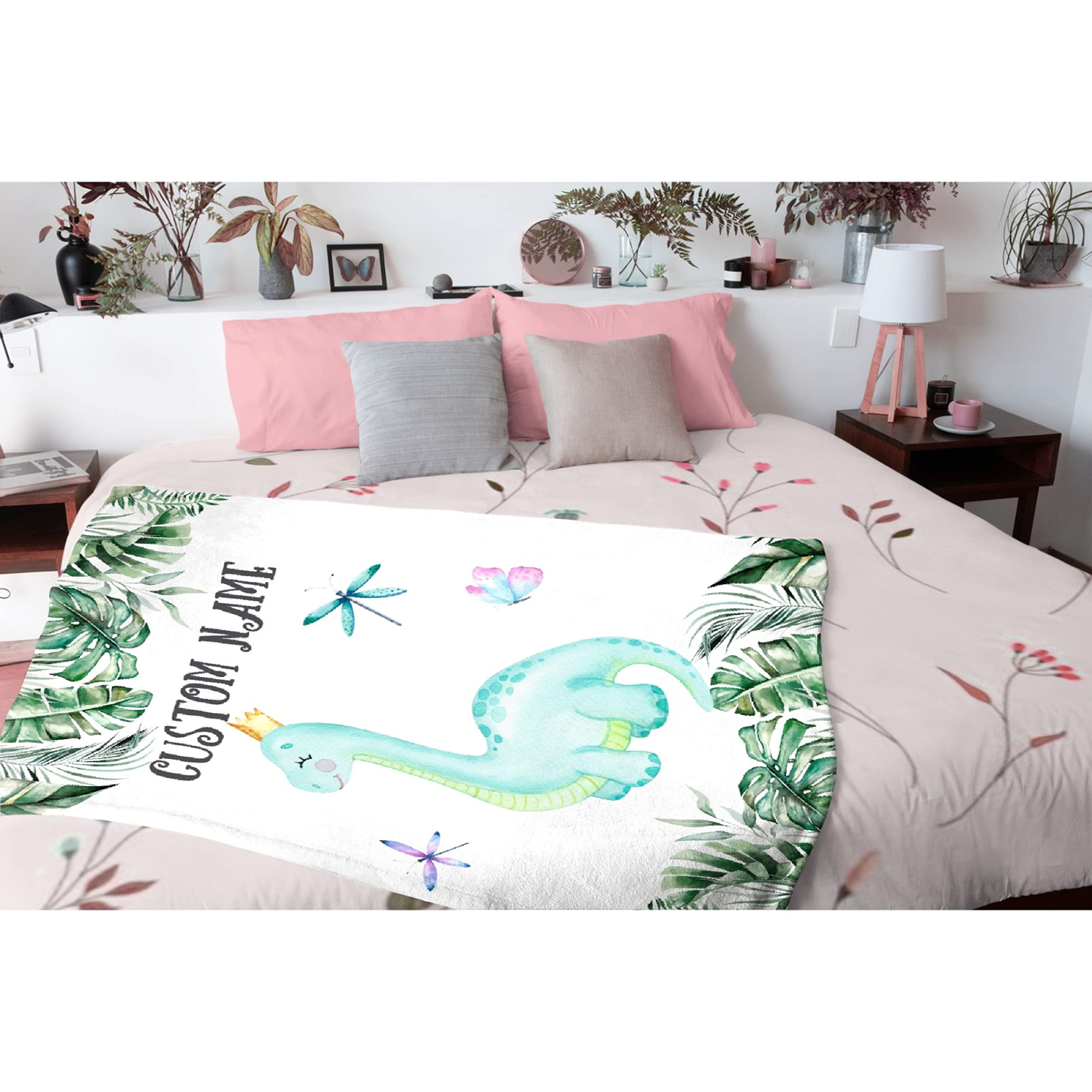 Personalized Baby Blanket with Name - Ultra Soft Dinosaur Fleece Blanket for Boys & Girls (120x90 inches) - Perfect for Toddlers, Kids Birthday Gifts & Family Keepsakes | Nursery Decor, Baby Shower Present, Cozy Bedtime Companion