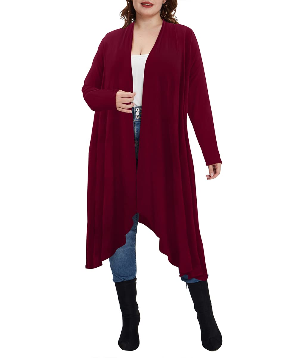 RITERA Plus Size Open Front Long Cardigan for Women - Lightweight Fall Cardigan Sweater with Long Sleeves (XL-5XL) - Perfect for Layering, Office Wear & Casual Outfits