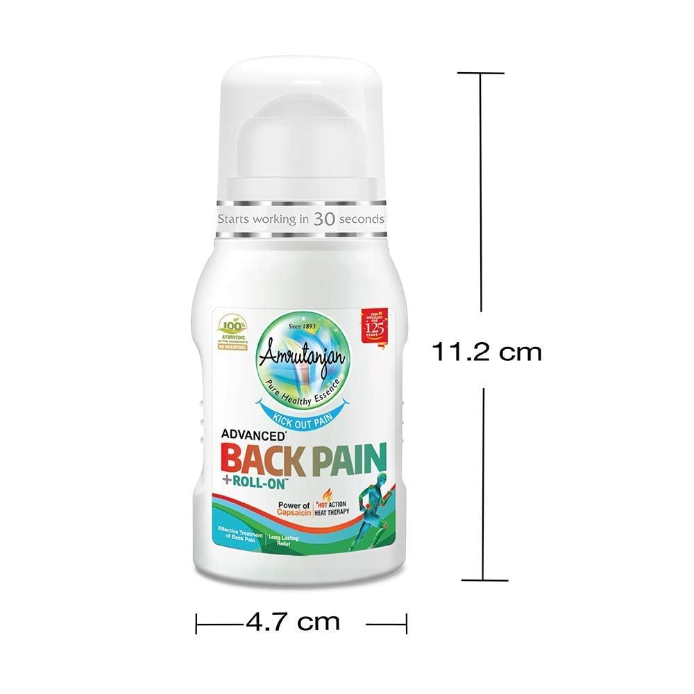 Amrutanjan Back Pain Relief Roll-On (2 Pack) - Fast-Acting Pain Relief for Back, Neck & Shoulders - Perfect for Office, Travel & Sports Use