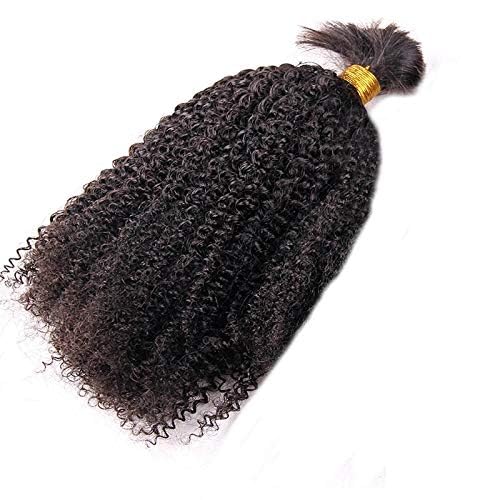 **Afro Kinky Curly Human Hair Bundles 22inch - Mongolian Braiding Bulk Hair No Weft - 100% Remy Human Hair Extensions for Weaving (1Bundle/Order, Natural Color) - Perfect for Protective Styles, Box Braids & Twist Outs**