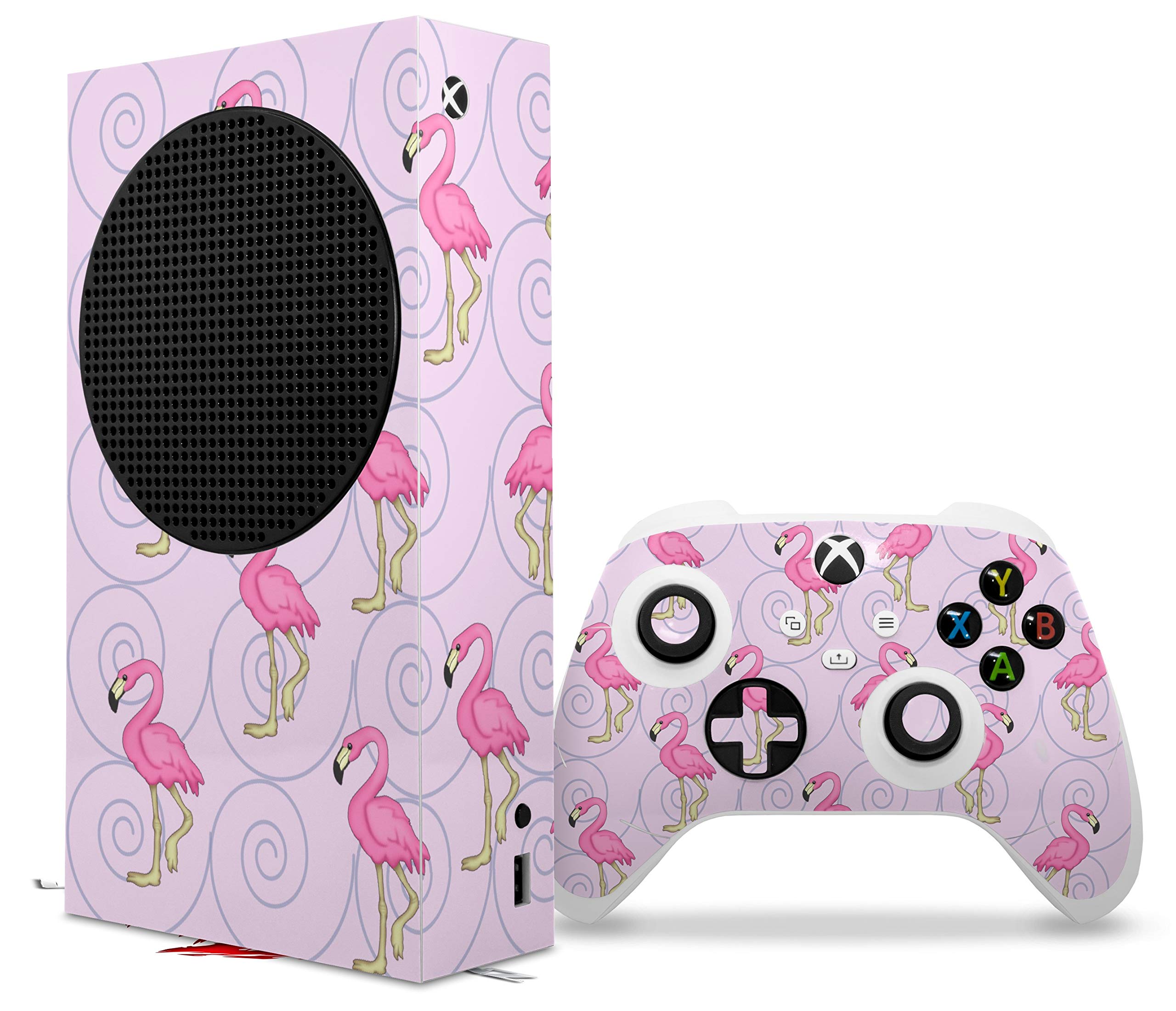 XBOX Series S Console & Controller Vinyl Wrap - Flamingos on Pink Skin Decal | Custom Gaming Protection | Perfect for Gaming Setups, Gifts & Personalization (Console Not Included)