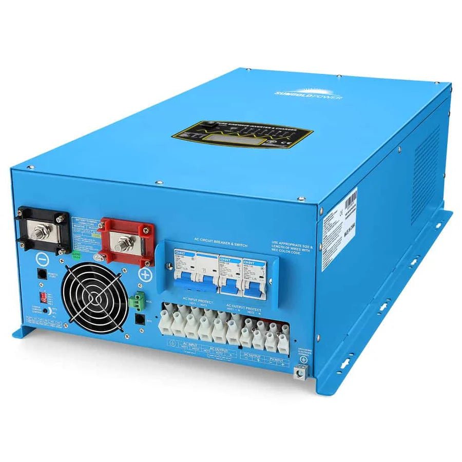 SunGoldPower 12000W 48V Split Phase Pure Sine Wave Inverter Charger - High Power Solar Energy Converter for Home, RV, and Off-Grid Power Systems