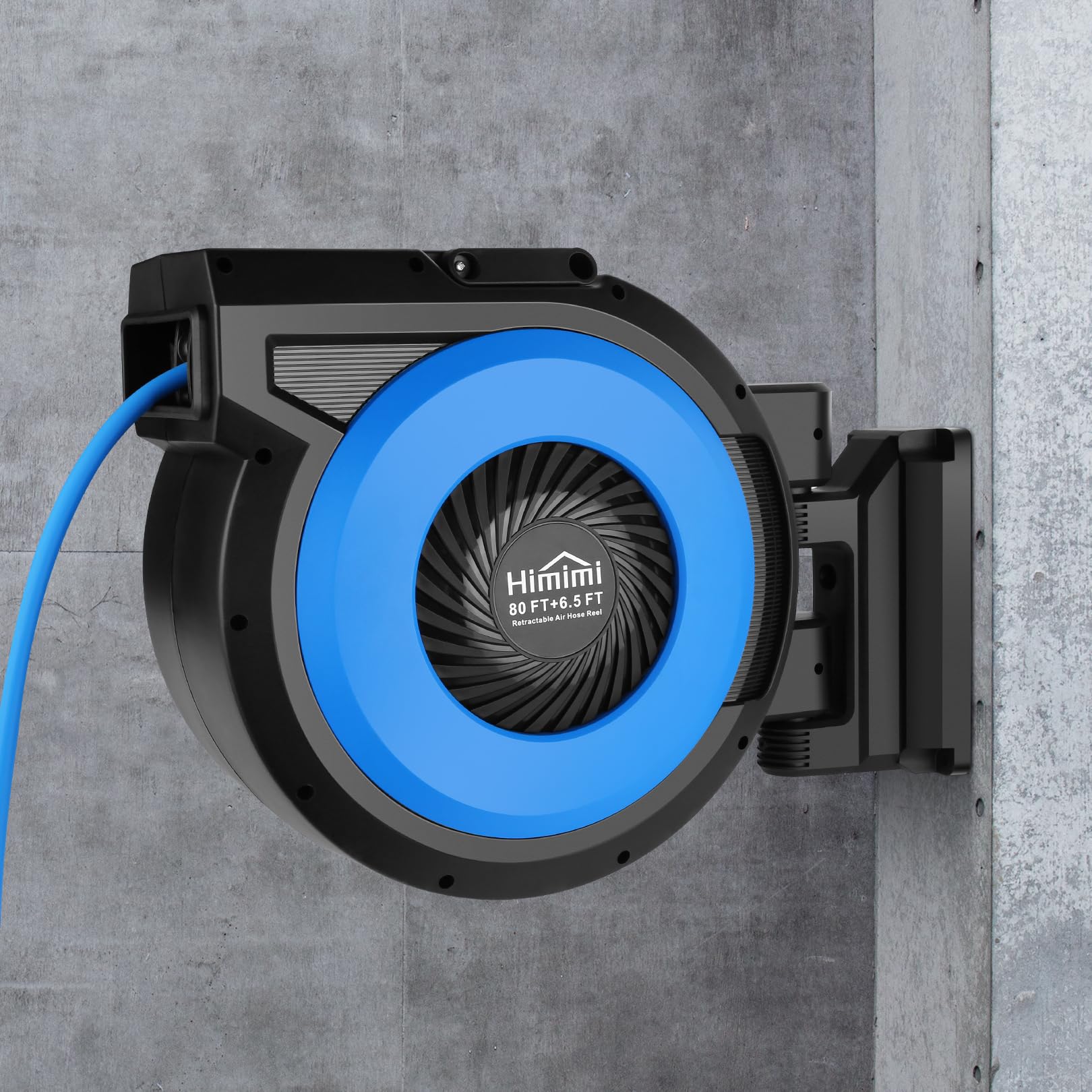 80FT + 6.5FT Retractable Air Hose Reel with Automatic Rewind | Wall Mount Pneumatic Hose for Garage & Workshop | 3/8