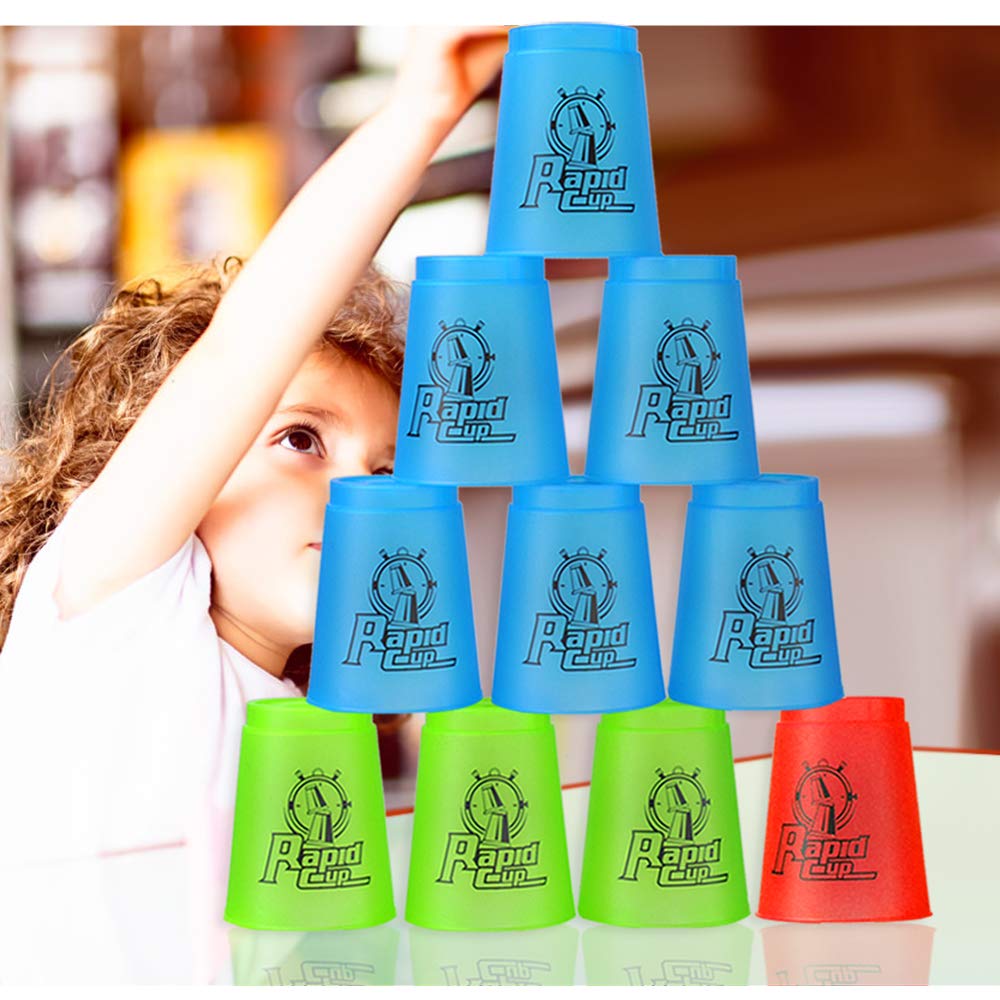 SEISSO Stacking Cups Set - 12 Pack Blue Classic Stacking Game for Kids, Boys & Girls | Fun Training Toy with Carry Bag | Perfect for Playtime, Parties & Motor Skill Development