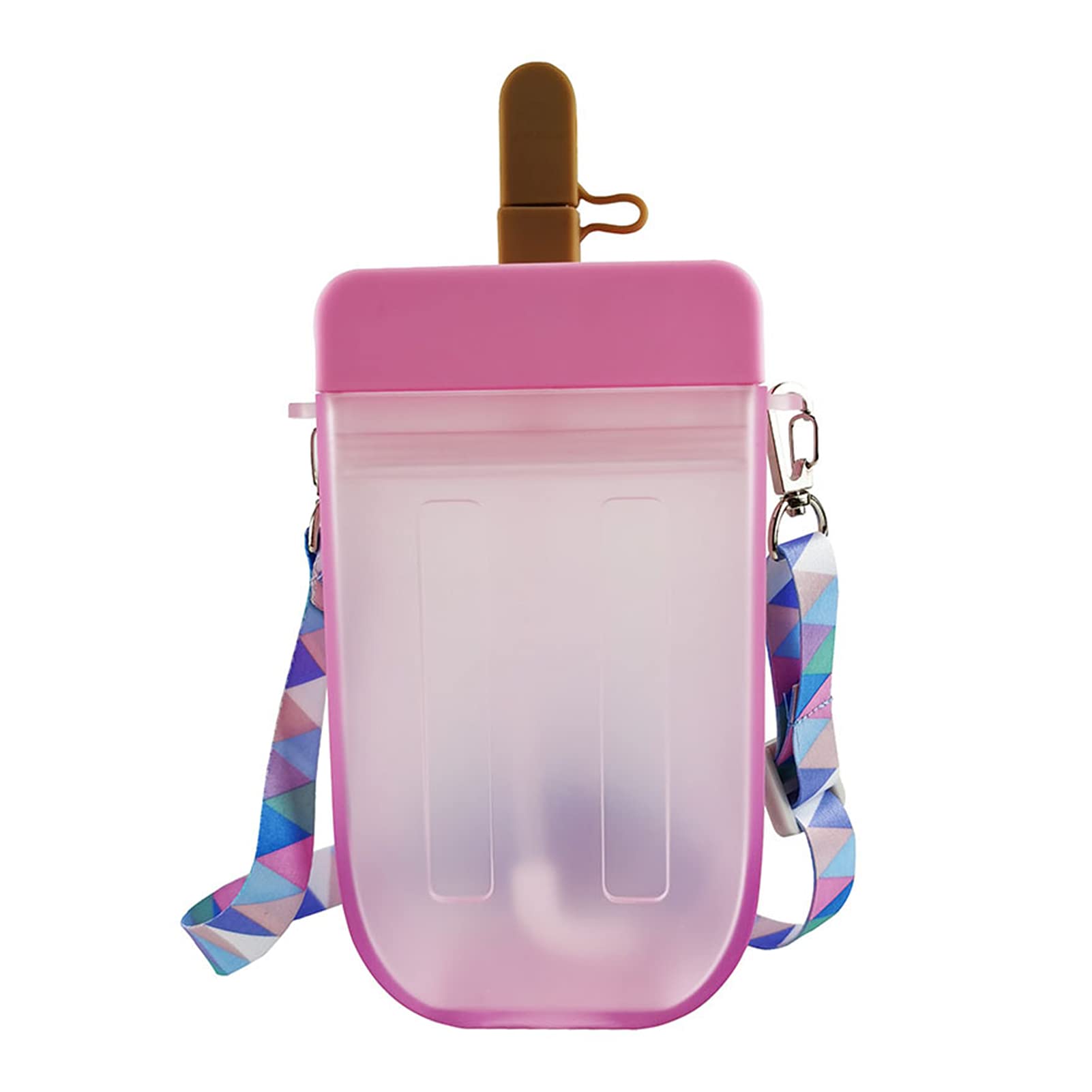 10Oz Cute Pink Kids Water Bottle with Straw & Strap - Leak Proof, BPA Free, Portable Transparent Drinking Bottle for School, Travel & Outdoor Activities