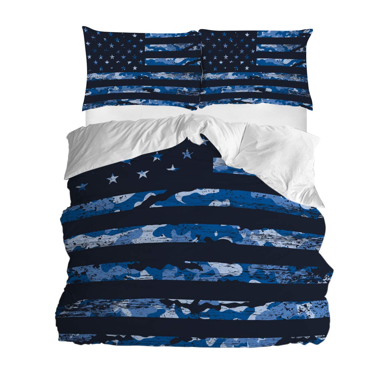 **Alandar Home USA Flag Camo Bedding Set - 3 Piece Duvet Cover with 2 Pillowcases, Ultra Soft Comforter Cover for Kids, Teens, Women & Men - Patriotic Military Themed Bedroom Decor for Home, Dorm, or Cabin**