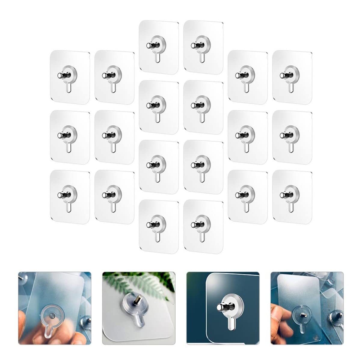 Baluue 40-Pack Transparent Adhesive Wall Hooks - No Screw, No Trace Picture Hanging Hooks for Kitchen, Bathroom & Home Organization - Strong Sticker Hangers for Photos, Decor, Towels & Utensils