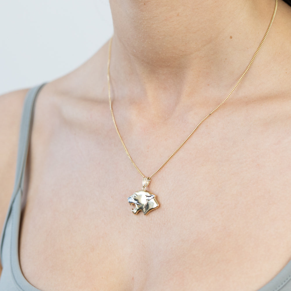 9ct Yellow and White Gold Double Sided Tiger Pendant Necklace - Elegant Jewelry for Men & Women - Perfect for Gifts, Parties, and Everyday Wear
