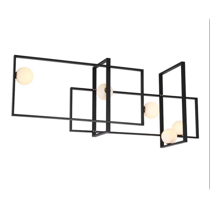 Modern Mondrian Style Glass Ceiling Light Fixture - Geometric Abstract Design for Dining Room, Living Room & Bedroom Lighting
