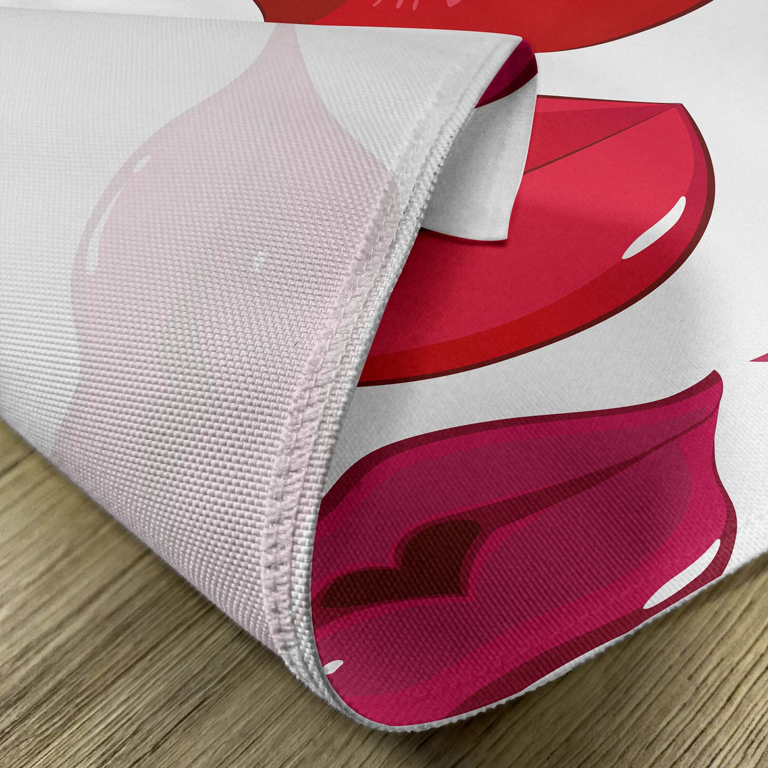 Ambesonne 4-Pack Washable Fabric Placemats for Dining Table - Red & White Kitchen Decor - Perfect for Everyday Meals, Dinner Parties & Holiday Gatherings