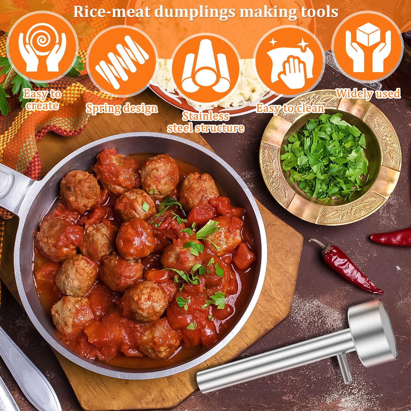 Stainless Steel Falafel Maker - Silver Kitchen Tool for Perfect Homemade Falafel (1 Count) | Ideal for Middle Eastern Cooking, Vegan Meals & Healthy Snacks