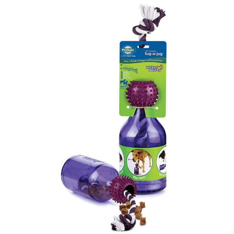 Busy Buddy® Tug A Jug™ Interactive Dog Toy - Treat Dispensing Puzzle Game for Mental Stimulation - Perfect for Boredom Busters & Indoor Playtime for Medium to Large Dogs
