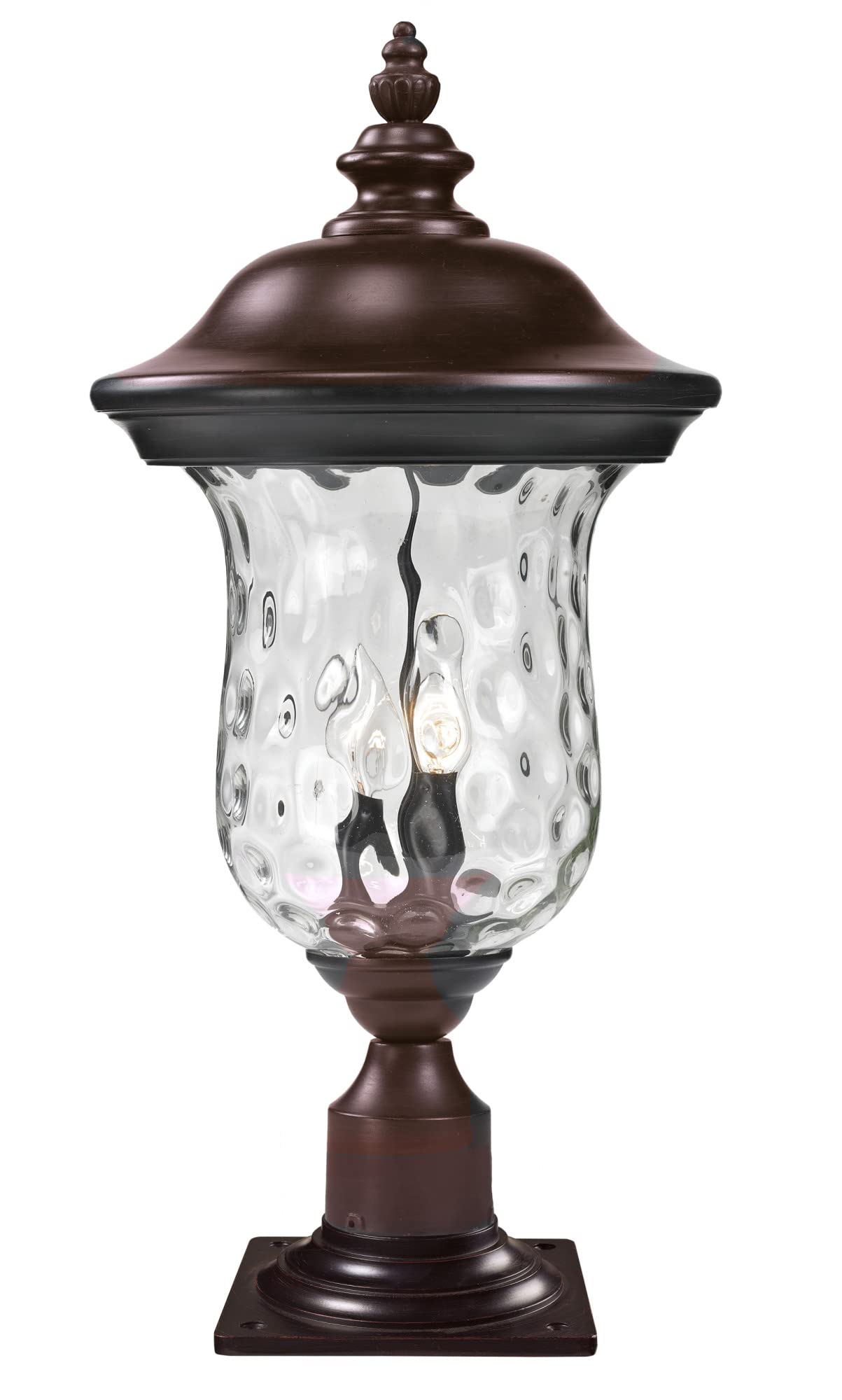 Z-Lite 533PHM-533PM-RBRZ Outdoor Post Mount Light - Aluminum Frame, Bronze Finish, Clear Water Glass Shade - Perfect for Patio, Garden, Walkway, and Driveway Lighting
