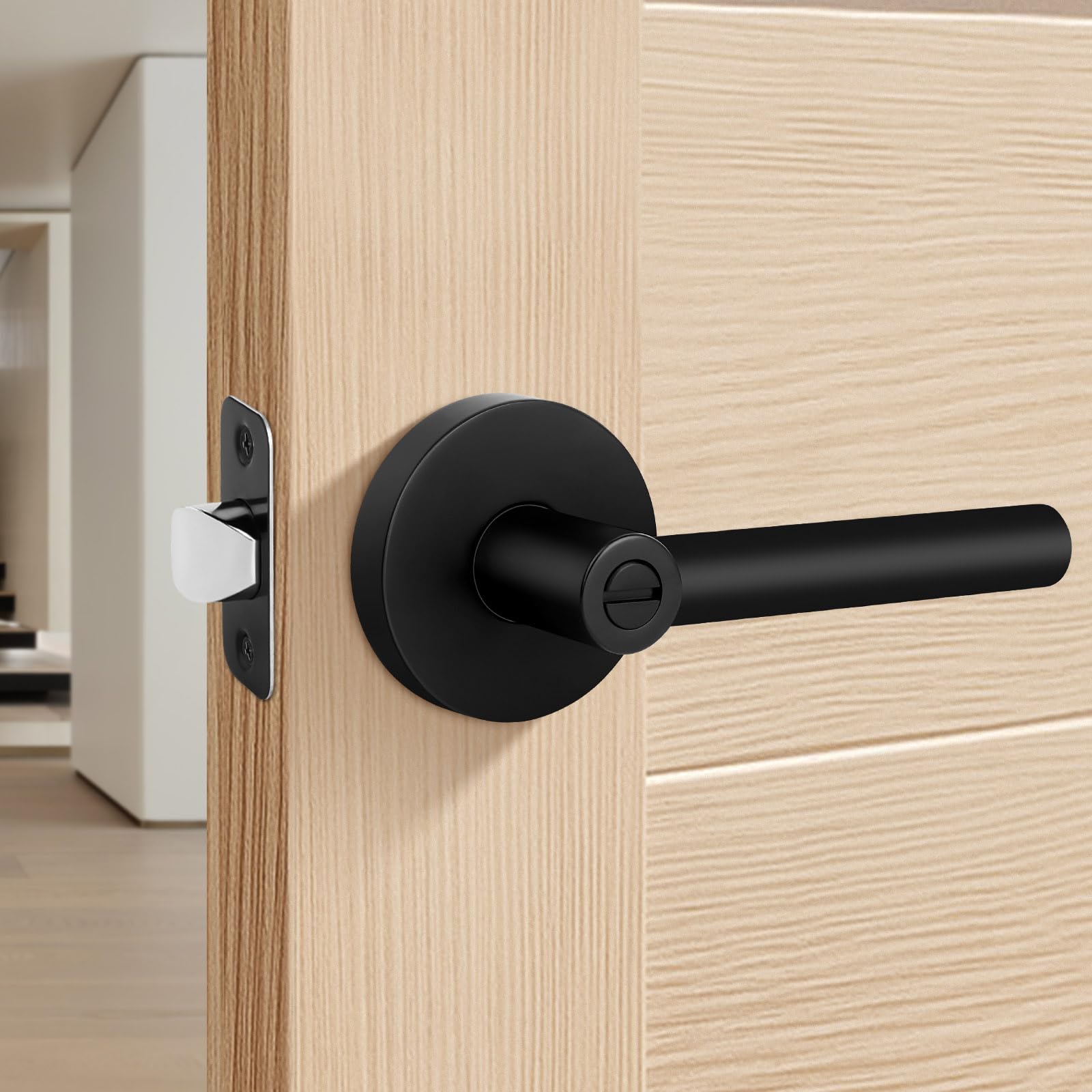 Heavy Duty Privacy Door Lever - Thumb-Turn Lock for Bathroom & Hallway