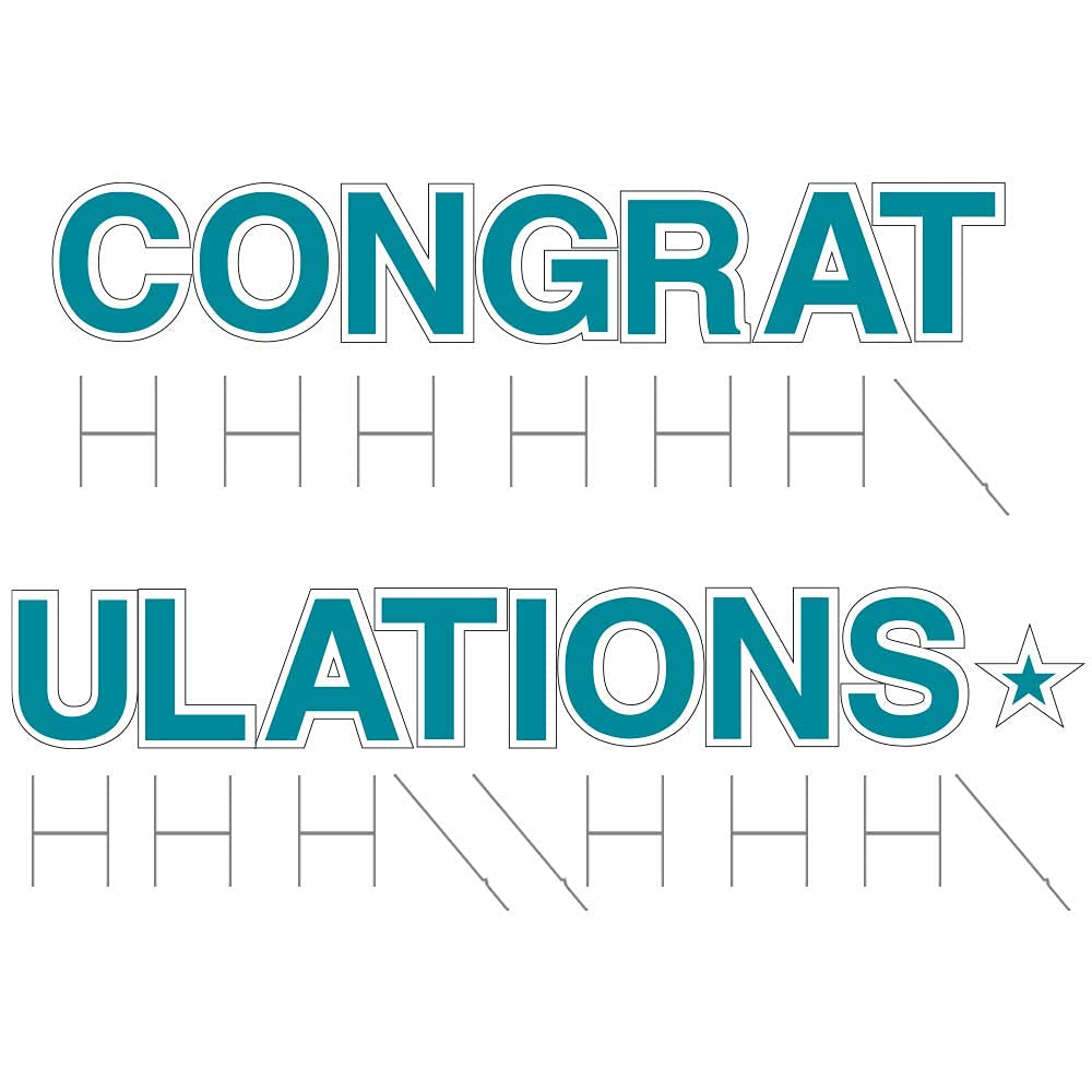 Vispronet 18in Tall Congratulations Yard Sign with Stakes - Weather-Resistant Outdoor Decor for Graduation, Baby Shower & Special Events - Includes Durable Steel Stakes (Teal) | Perfect for Front Yard Celebrations & Party Decorations