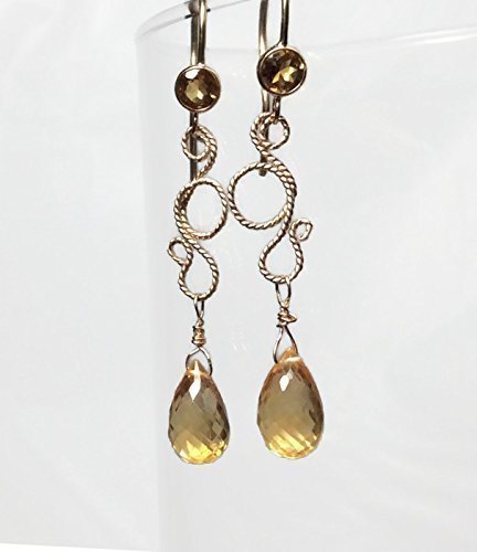 Citrine Gemstone Earrings - 14K Gold Filled Dangle Earrings for Women | 2 Inch Natural Citrine Jewelry | Perfect Birthday, Anniversary & Valentine's Day Gift for Her | Elegant for Parties, Weddings & Date Nights