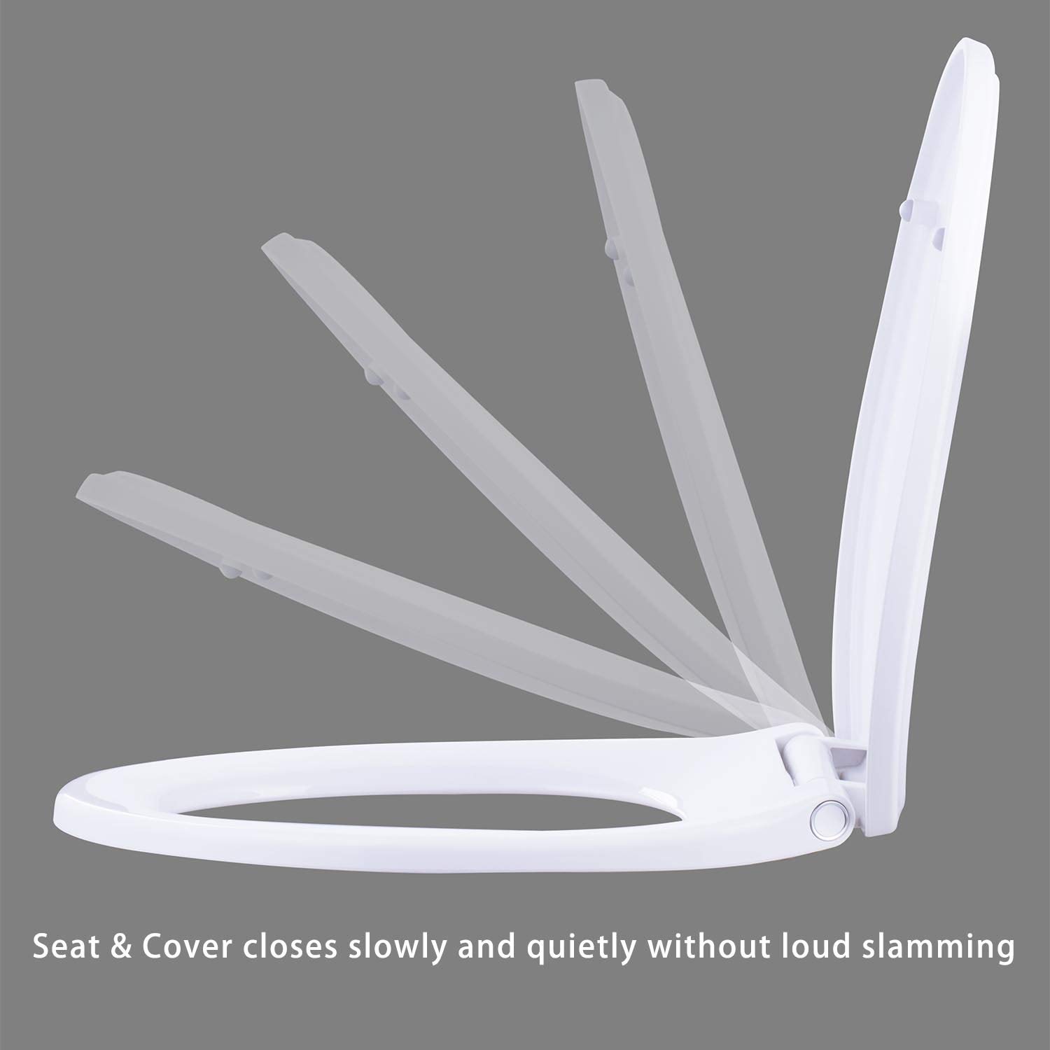 Premium Elongated Toilet Seat with Soft Close Lid - Quick Release & Easy Installation - Non-Slip Bumpers - Easy to Clean White Toilet Seat - Perfect for Bathroom, Home & Office Use