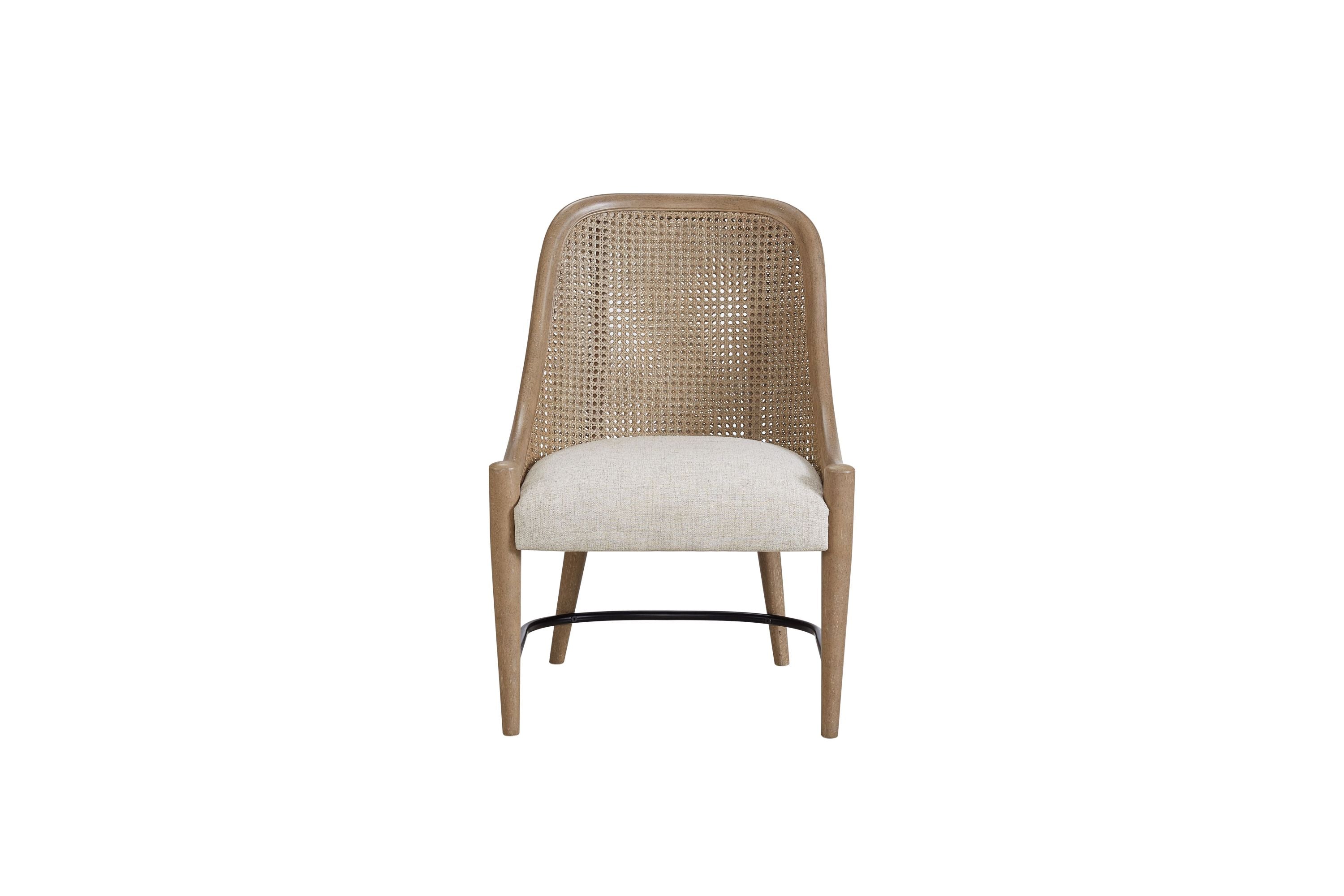 Sand-Colored Cane Backed Host Chairs Set of 2 - Elegant Dining Room Seating for Entertaining Guests