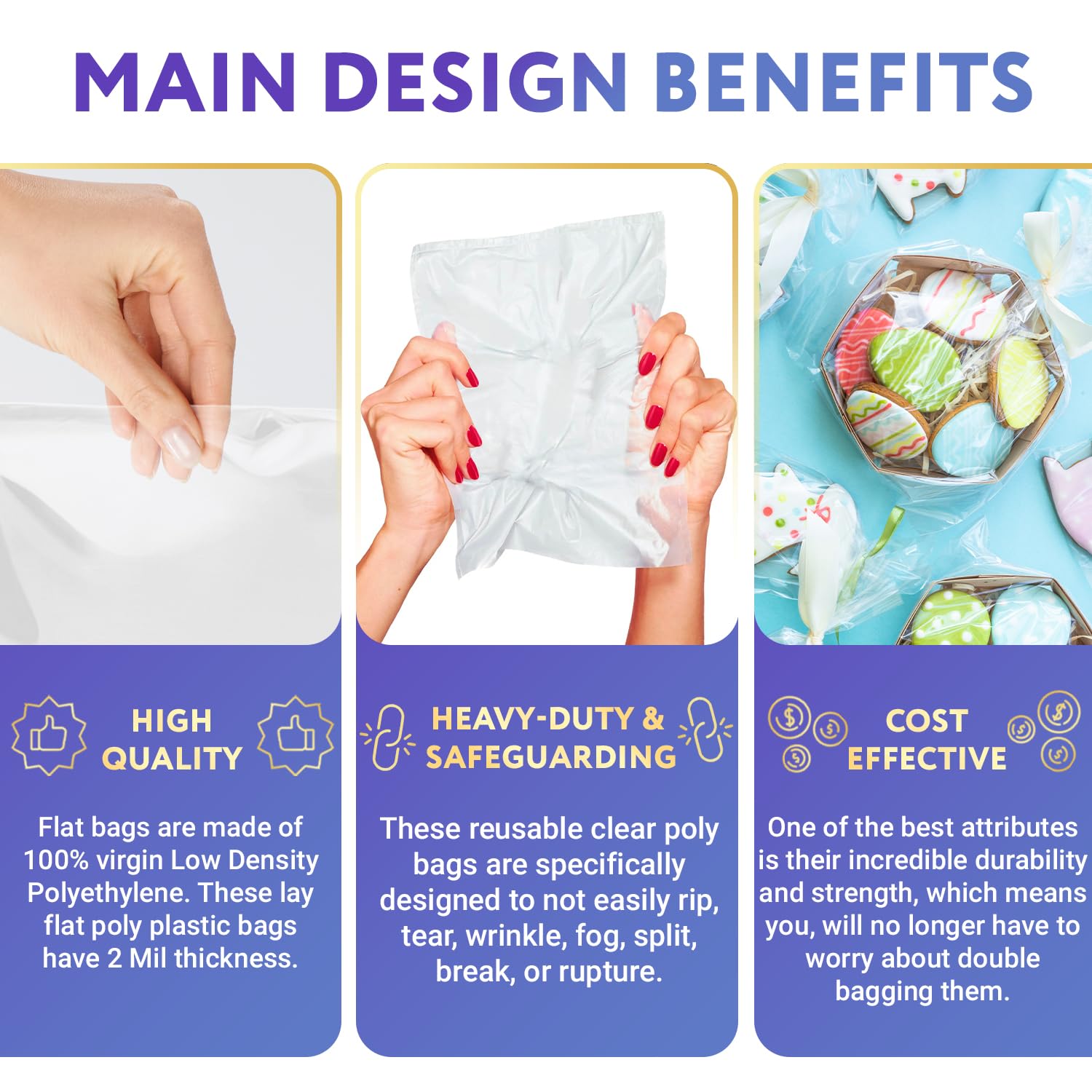500 Pack 20x20 Inches Clear Poly Mailers - 2 Mil Waterproof Open Top Shipping Bags for Small Items | Perfect for Ecommerce, Retail Packaging & Mailing Envelopes