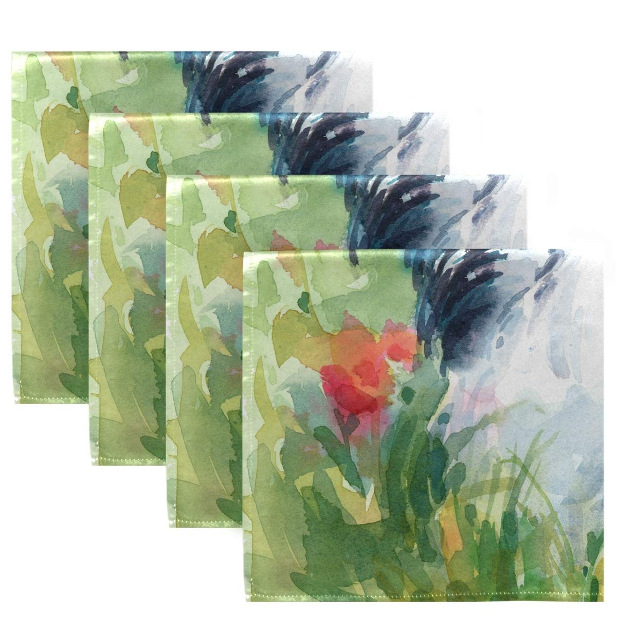 DOMIKING 20x20 Inch Reusable Holiday Cloth Napkins - Rooster Floral Design for Christmas, Thanksgiving, Halloween Dinner Parties | Spring Table Decor & Festive Dining Accessories