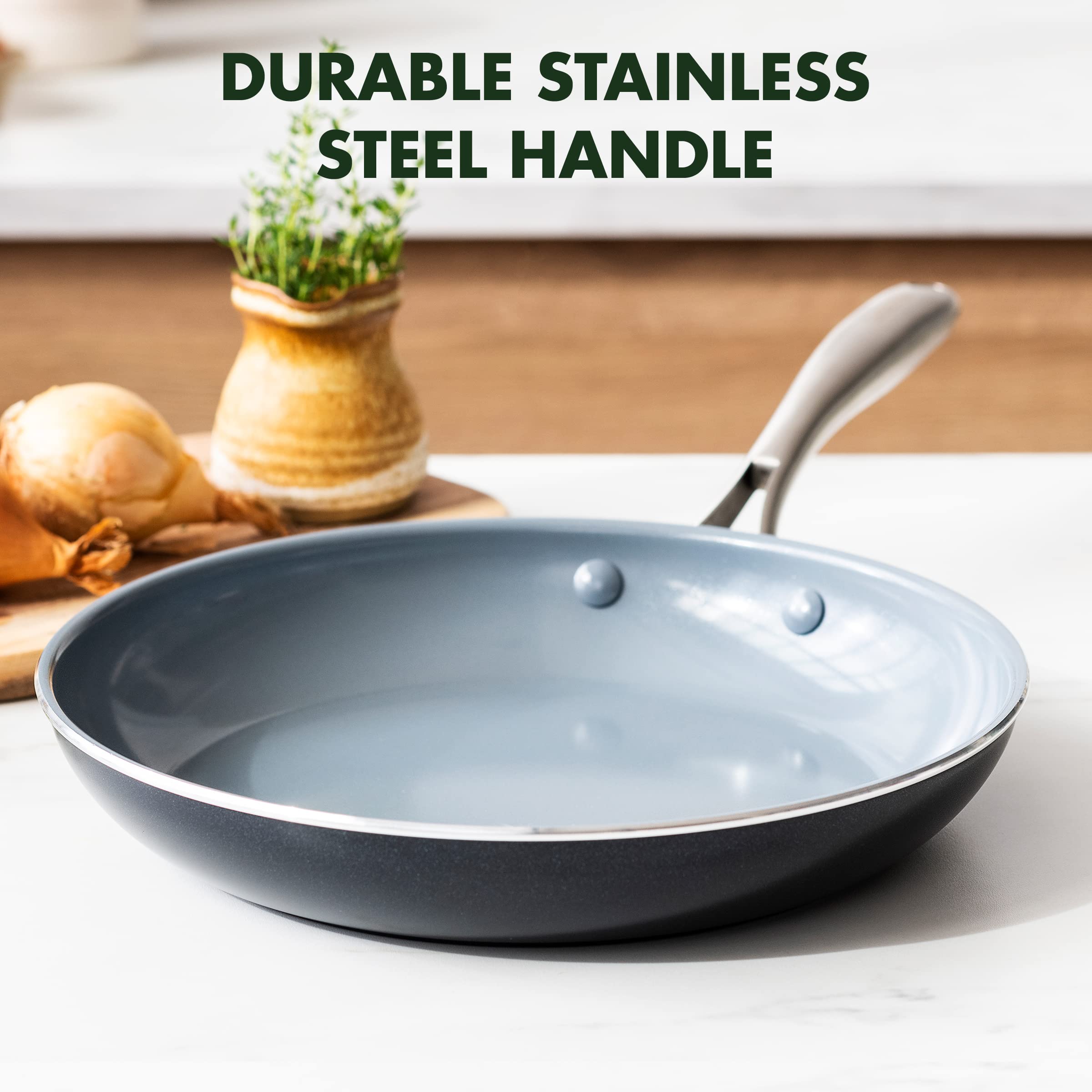GreenPan Swift Healthy Ceramic Nonstick 10-Inch Frying Pan Skillet - PFAS-Free, Dishwasher & Oven Safe - Stainless Steel Handle - Perfect for Sauteing, Frying & Baking - Healthy Cooking Black Ceramic Cookware