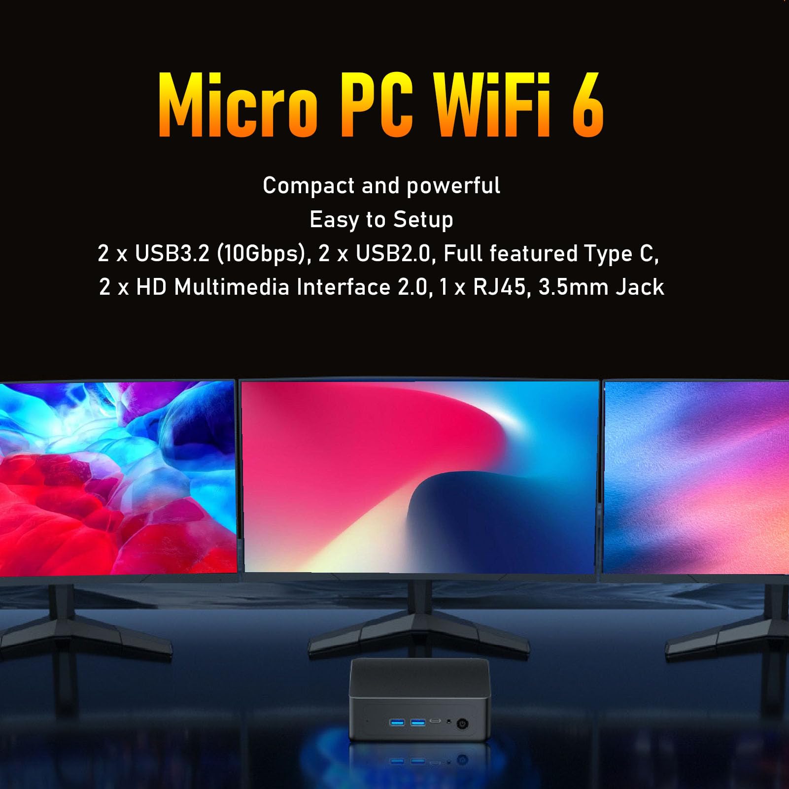 Compact Mini PC with Intel i3-1215U Processor, BT 5.2, USB-C & USB 3.2/2.0, NVMe SSD (16GB RAM + 512GB) - Ideal for Home Office, Gaming & Media Streaming