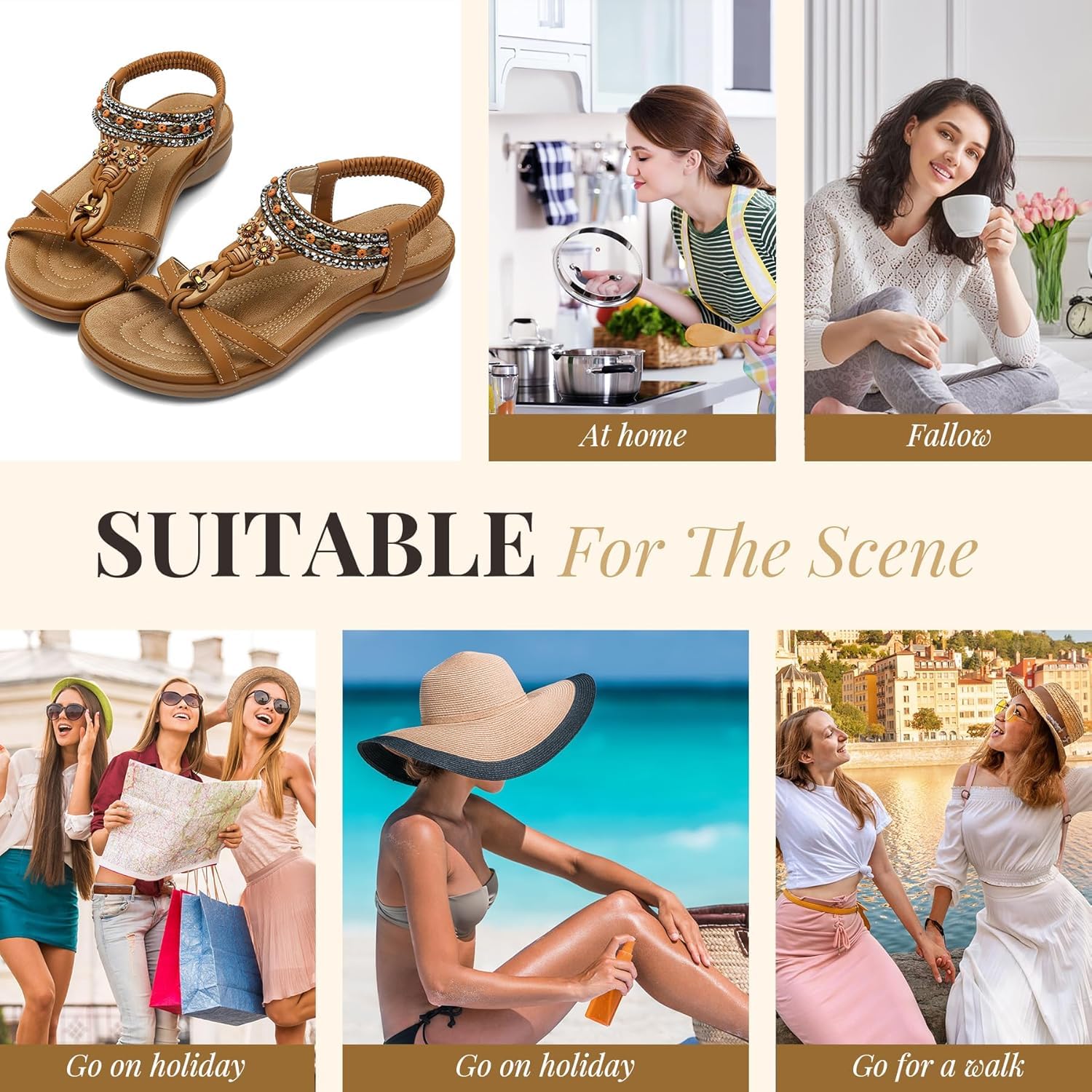 Littleplum Women's Arch Support Sandals - Comfortable Summer Beach Walking Shoes - Bohemian Flip Flops for Women | Perfect for Beach Vacations, Poolside Lounging & Casual Outings