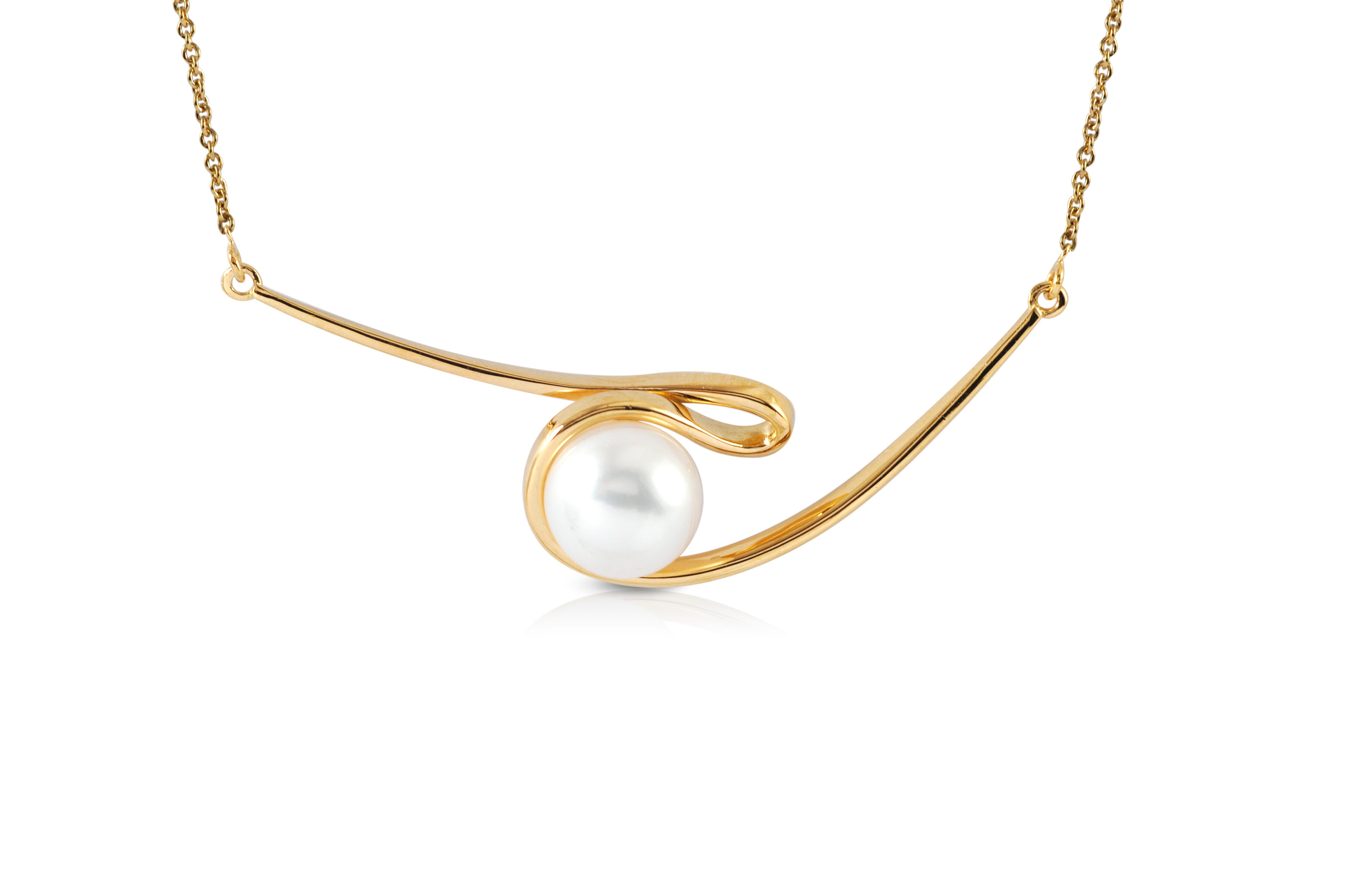 Elegant Talay Akoya Pearl Silhouette Necklace - 18K Gold Plated Women's Jewelry for Wedding, Anniversary & Special Occasions