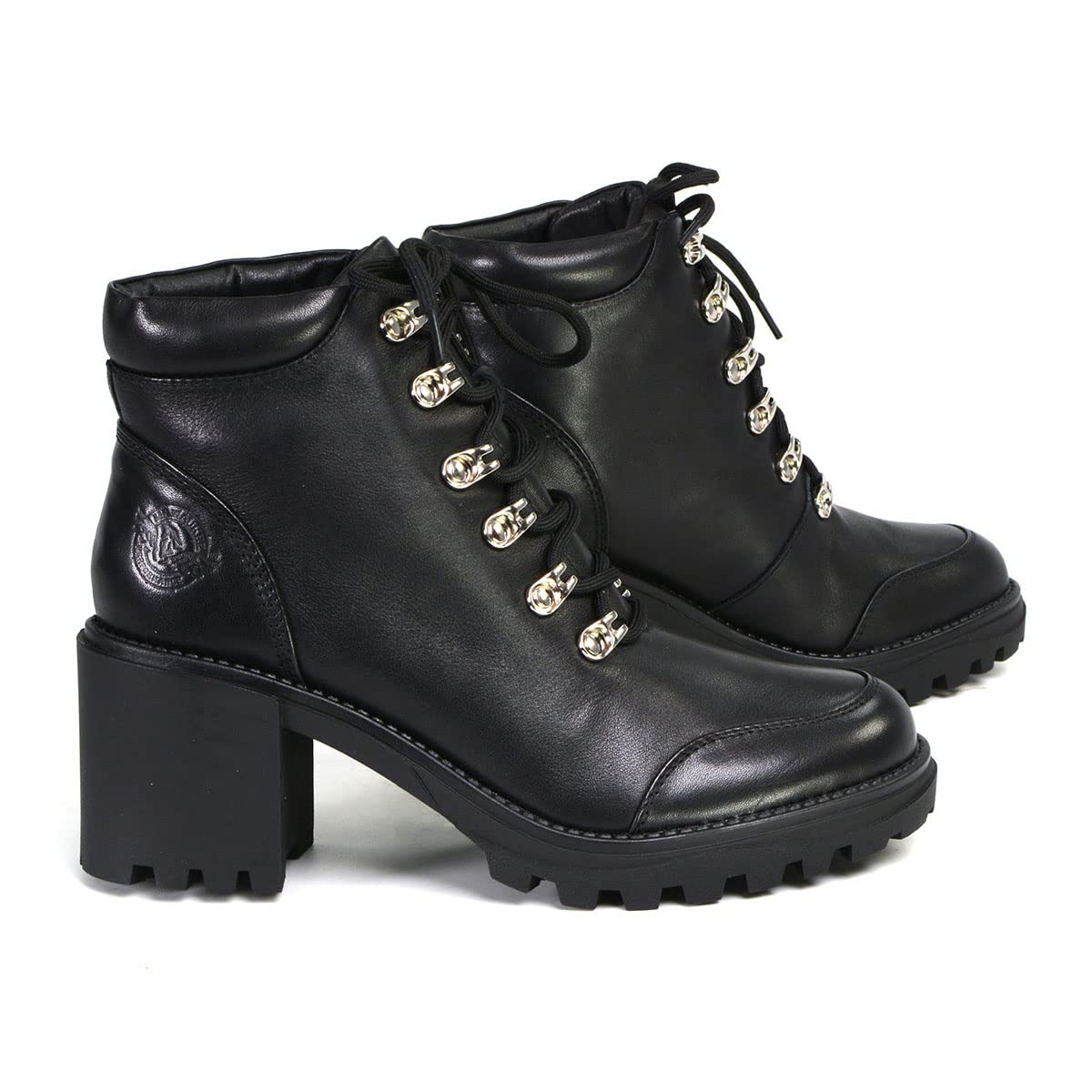 Milwaukee Leather Women's Devine Black Leather Lace-Up Platform Boots MBL9439 | Stylish Ankle Booties for Casual Outfits, Date Nights & Fall Fashion