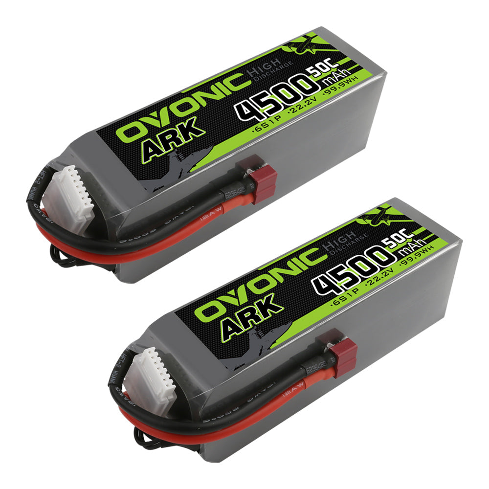 2 Pack OVONIC ARK 6S 22.2V 4500mAh 50C LiPo Battery with Deans Plug for RC Airplane, EDF Jet, Multicopter Drone - Perfect for Long Flight Time and High Performance RC Models